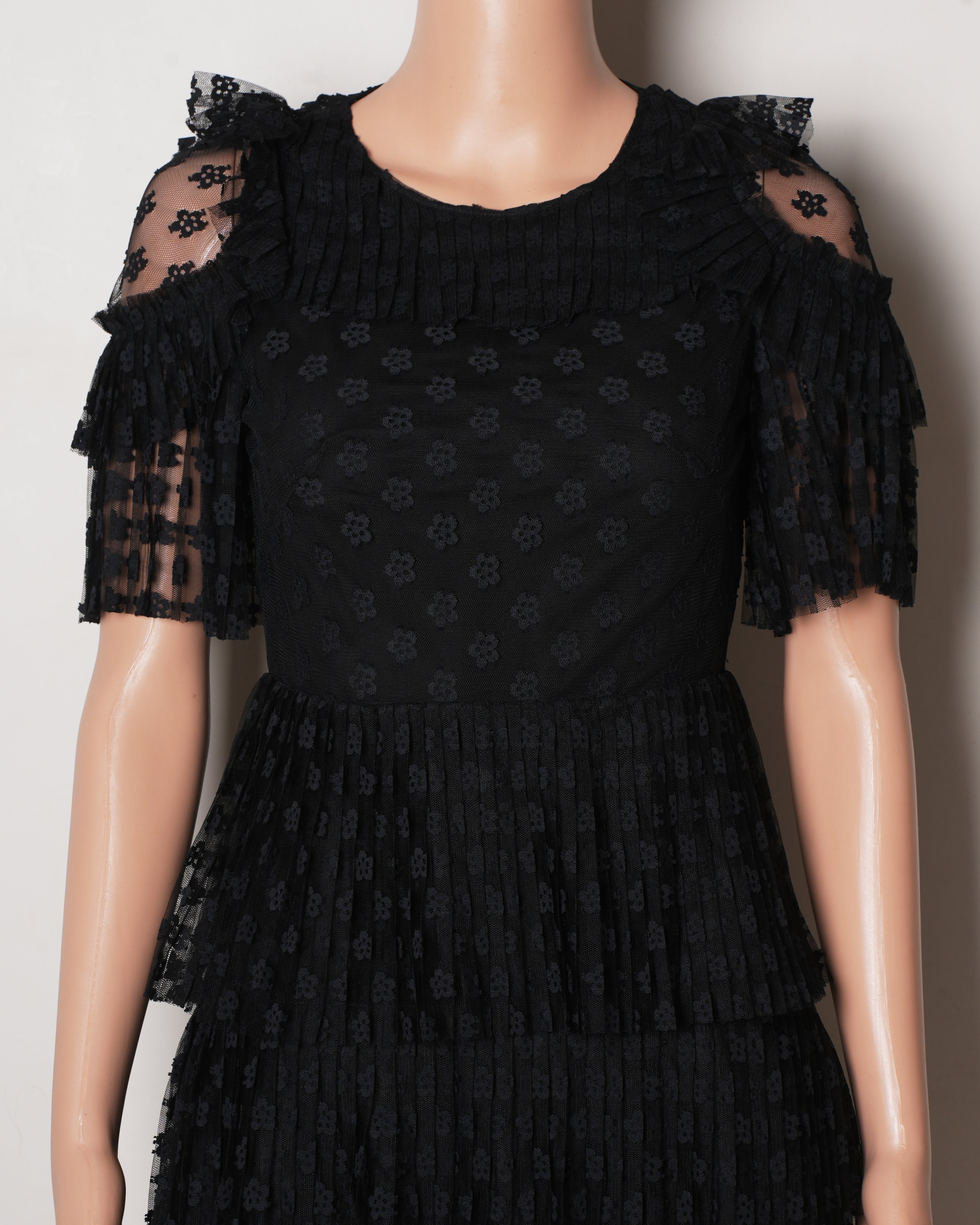 New Sandro Black Frill Dress