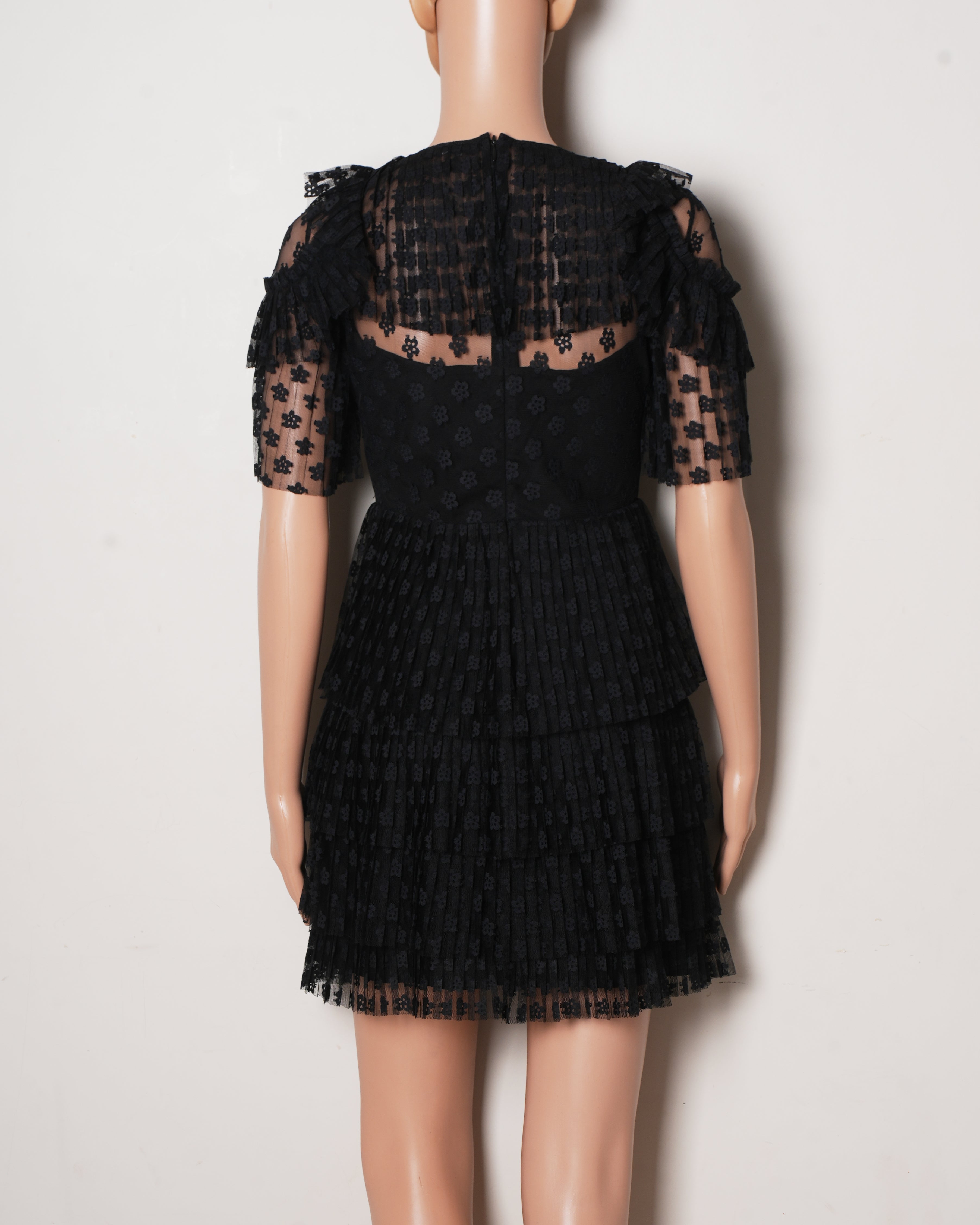 New Sandro Black Frill Dress