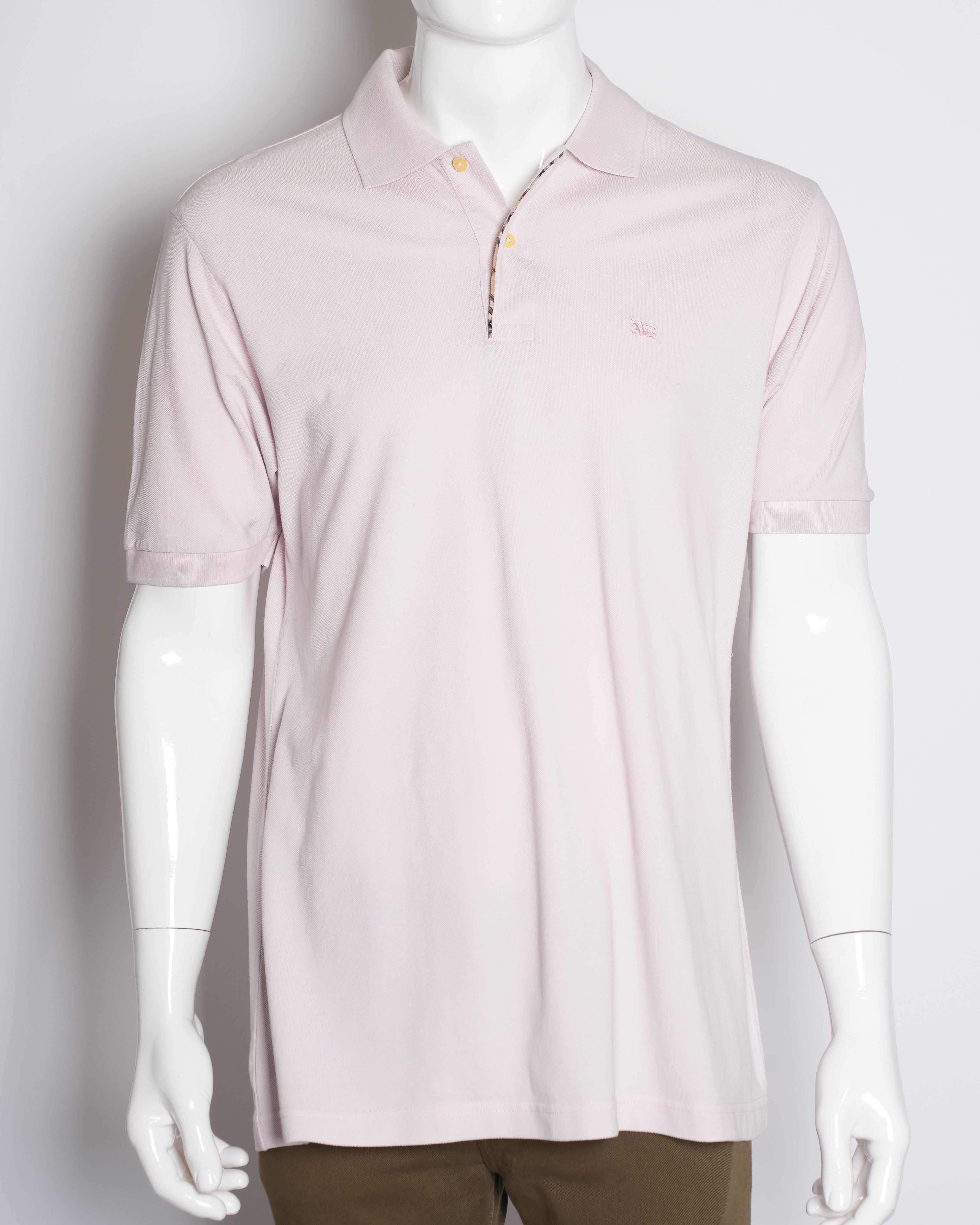 Burberry Men's Classic Polo T-Shirt in Baby Pink