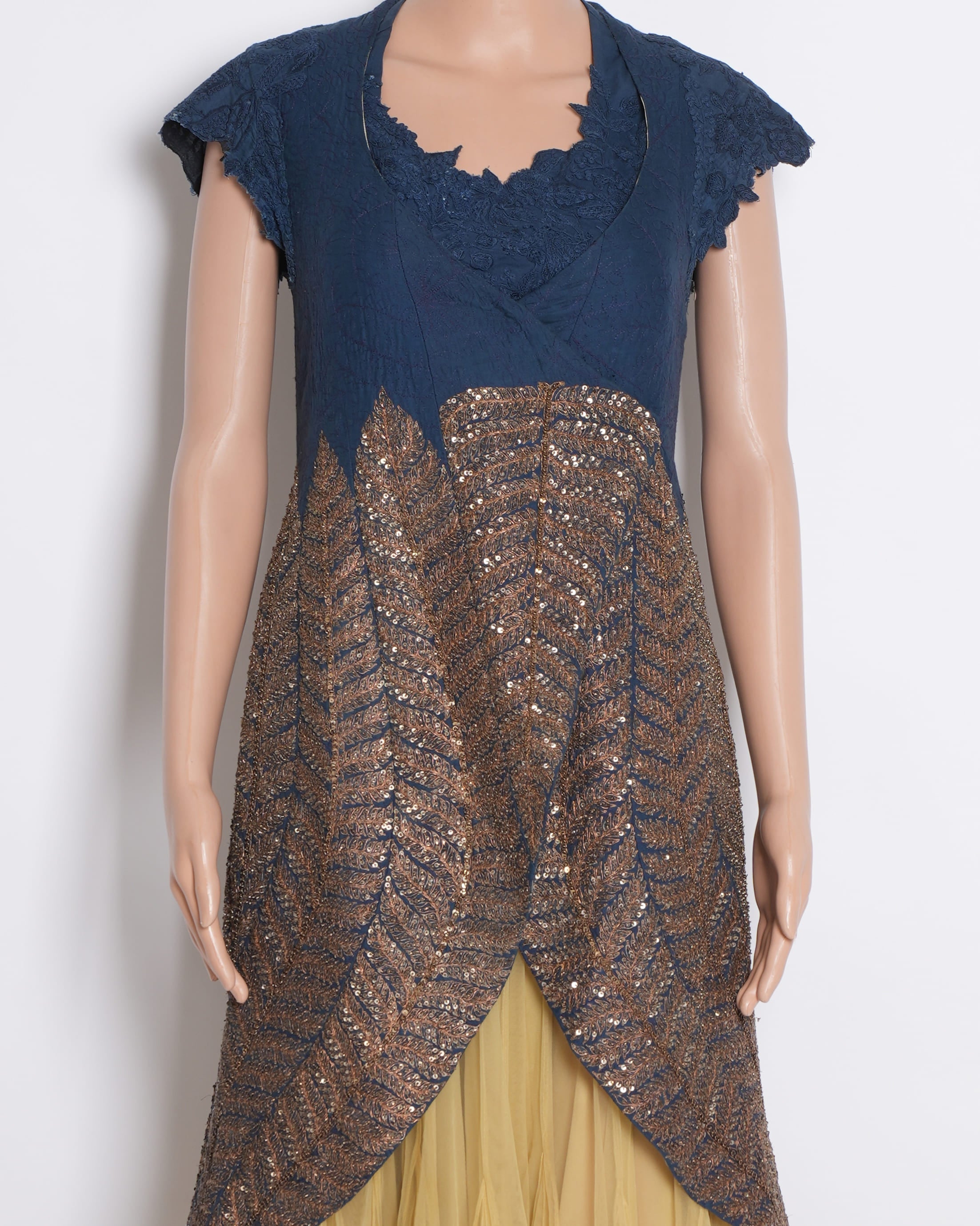 Anamika Khanna Lehenga with Top & Jacket in Shades of Blue & Yellow