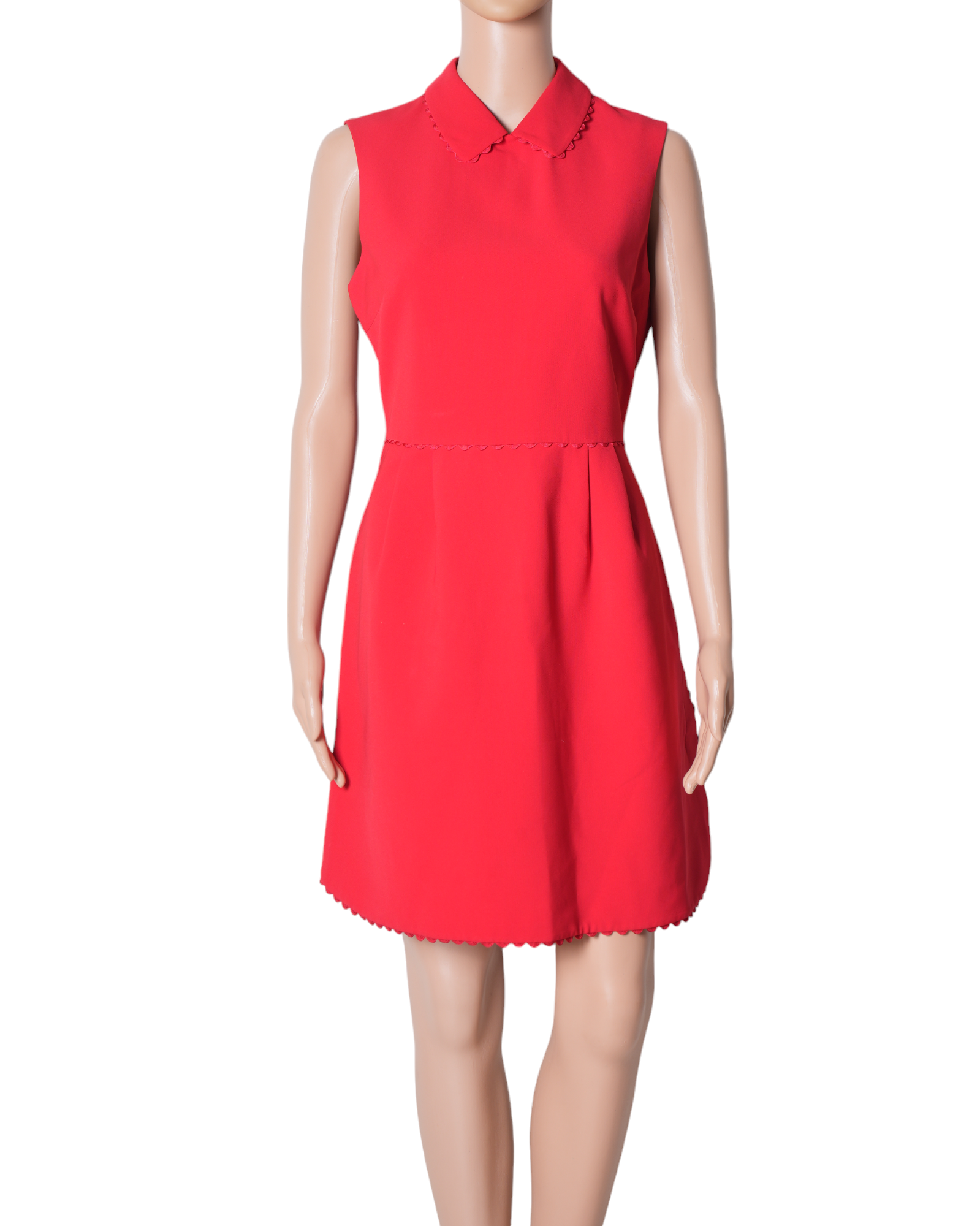 Ted Baker Red A Line Fit & Flare Collared Sleeveless Dress