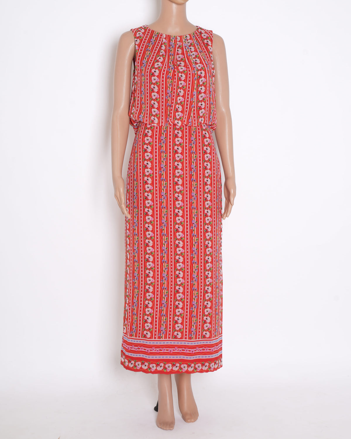 Saloni Printed Floral Caroline Dress in Shades of Red