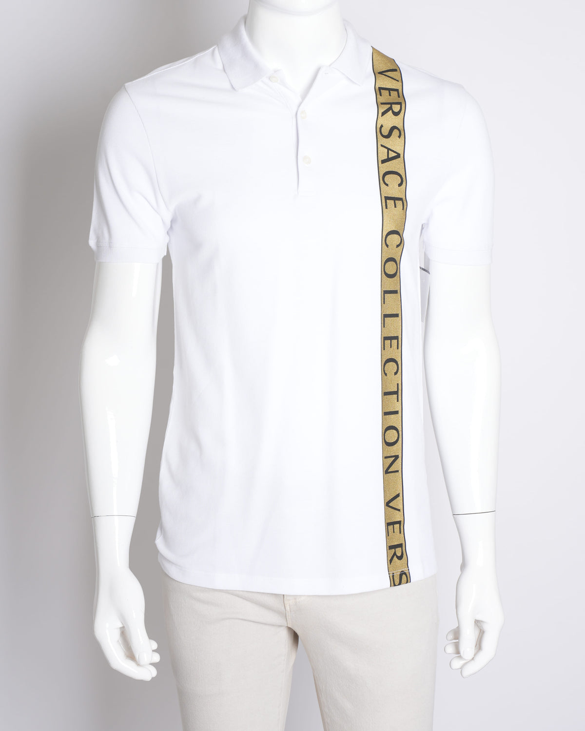 New Versace Collective Men's White Short Sleeve Polo Shirt