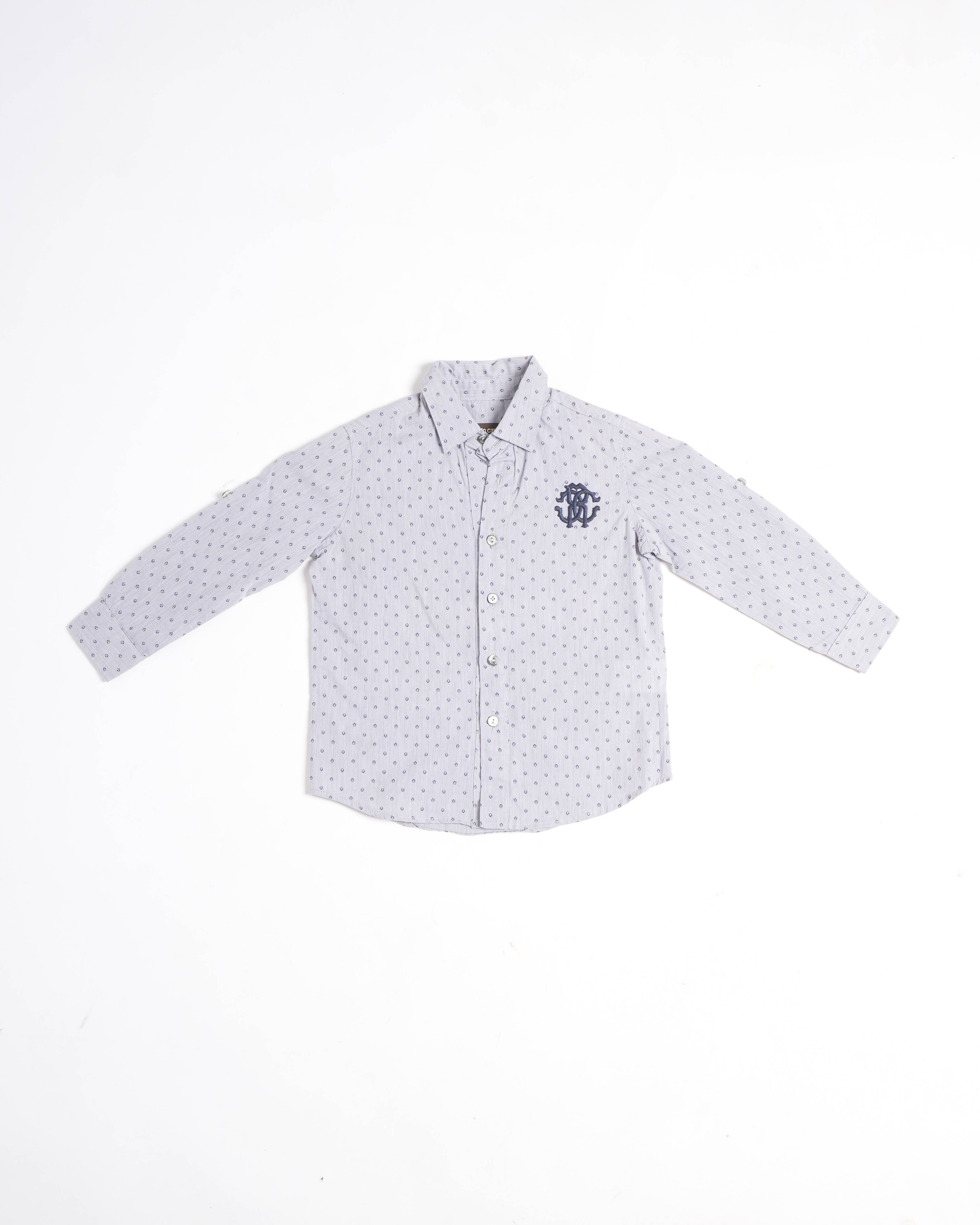 Roberto Cavalli Grey Embroidered Logo Shirt