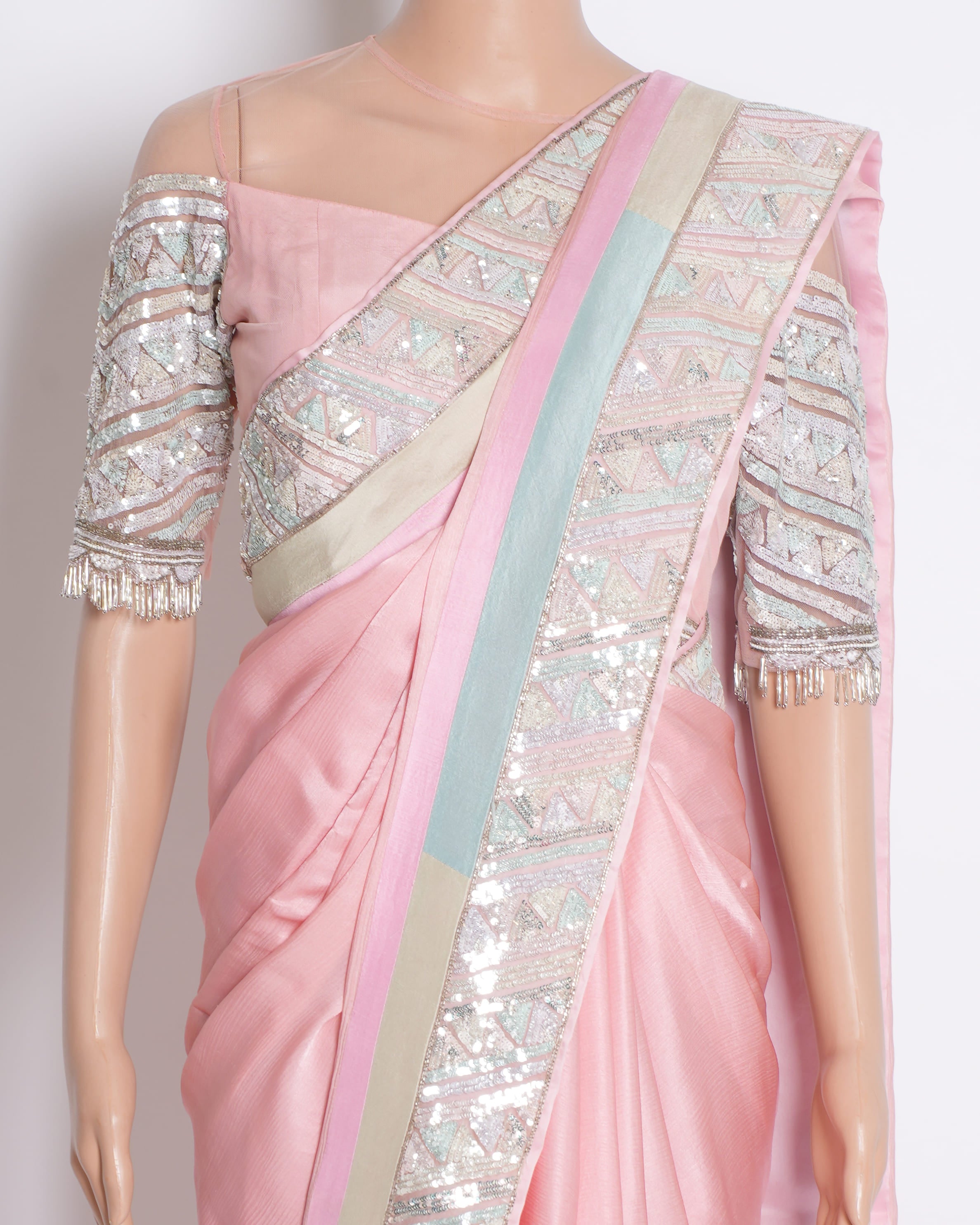 Manish Malhotra Pink Saree with Prestitched Blouse