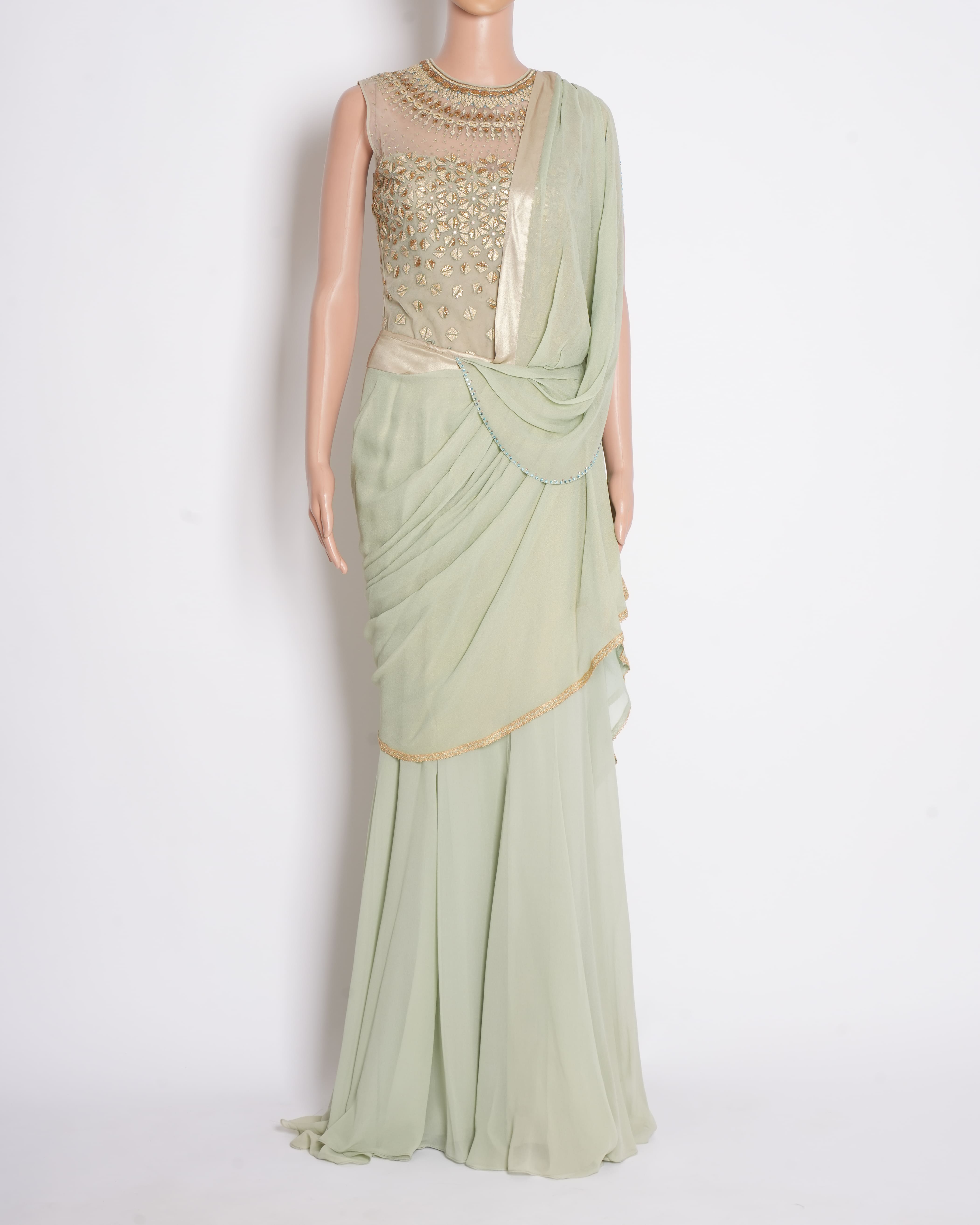 New Tarun Tahiliani pre stitched saree with bodysuit