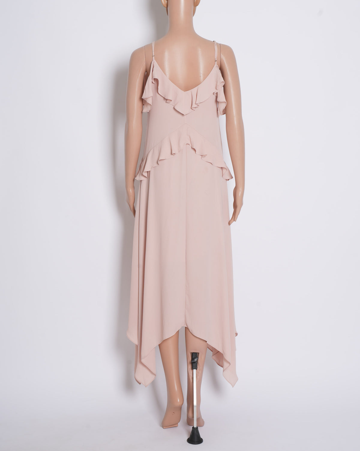 BCBG Full Length Ruffle Detailing Dress In Pink