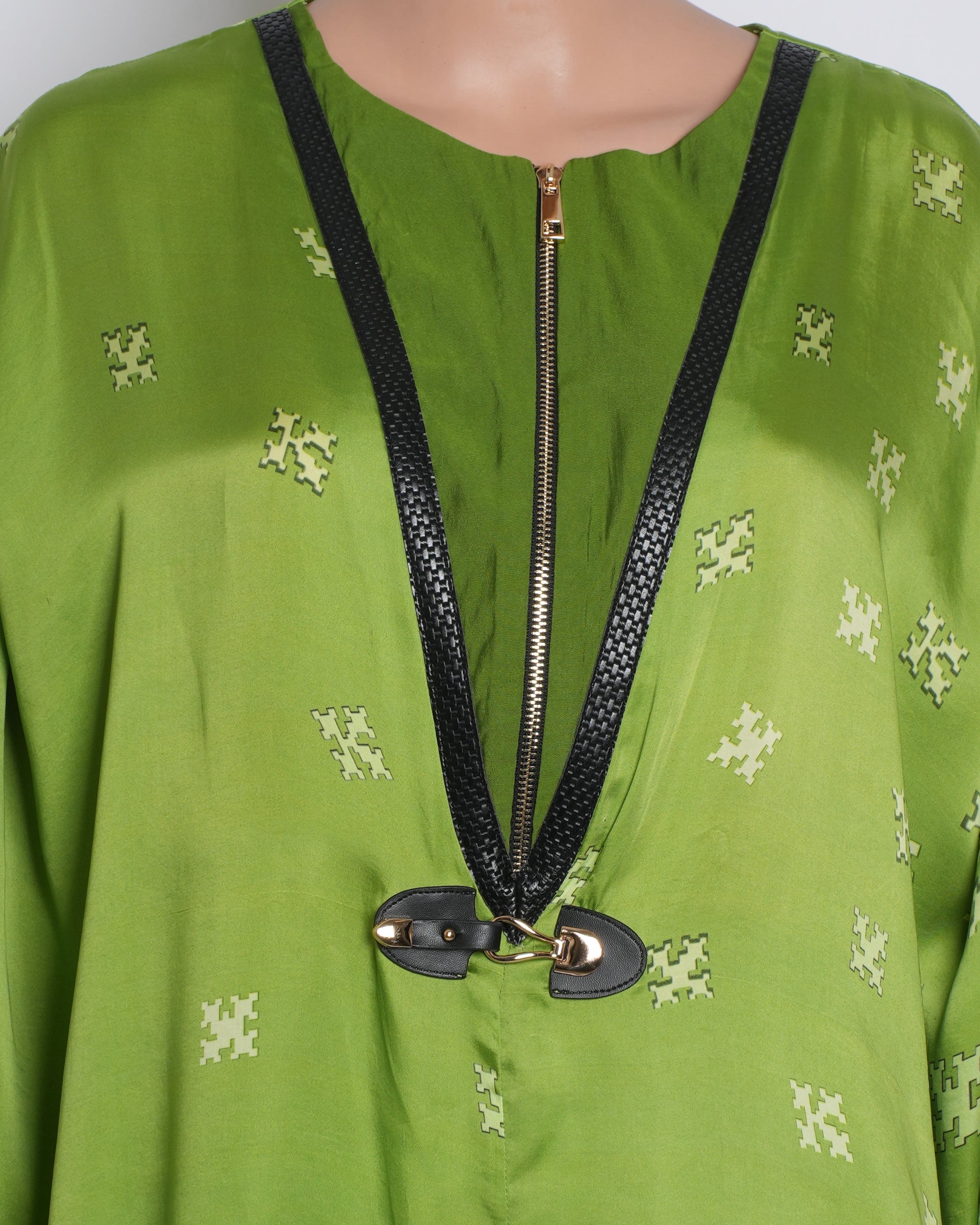 Kamaali Pret Tatsuo Kaftan In Green Bemberg Satin