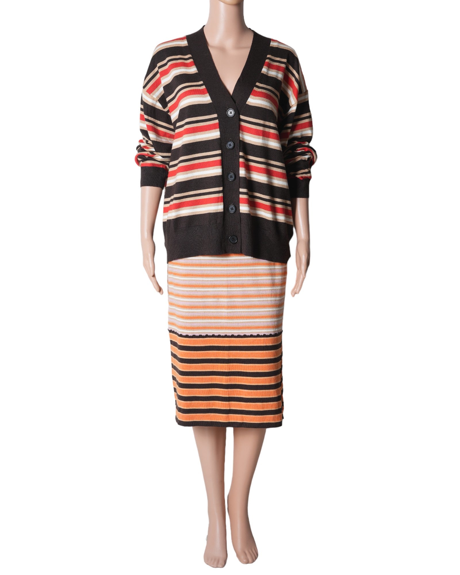 Marni x Uniclo Blend Striped Oversized Cardigan & Skirt Set