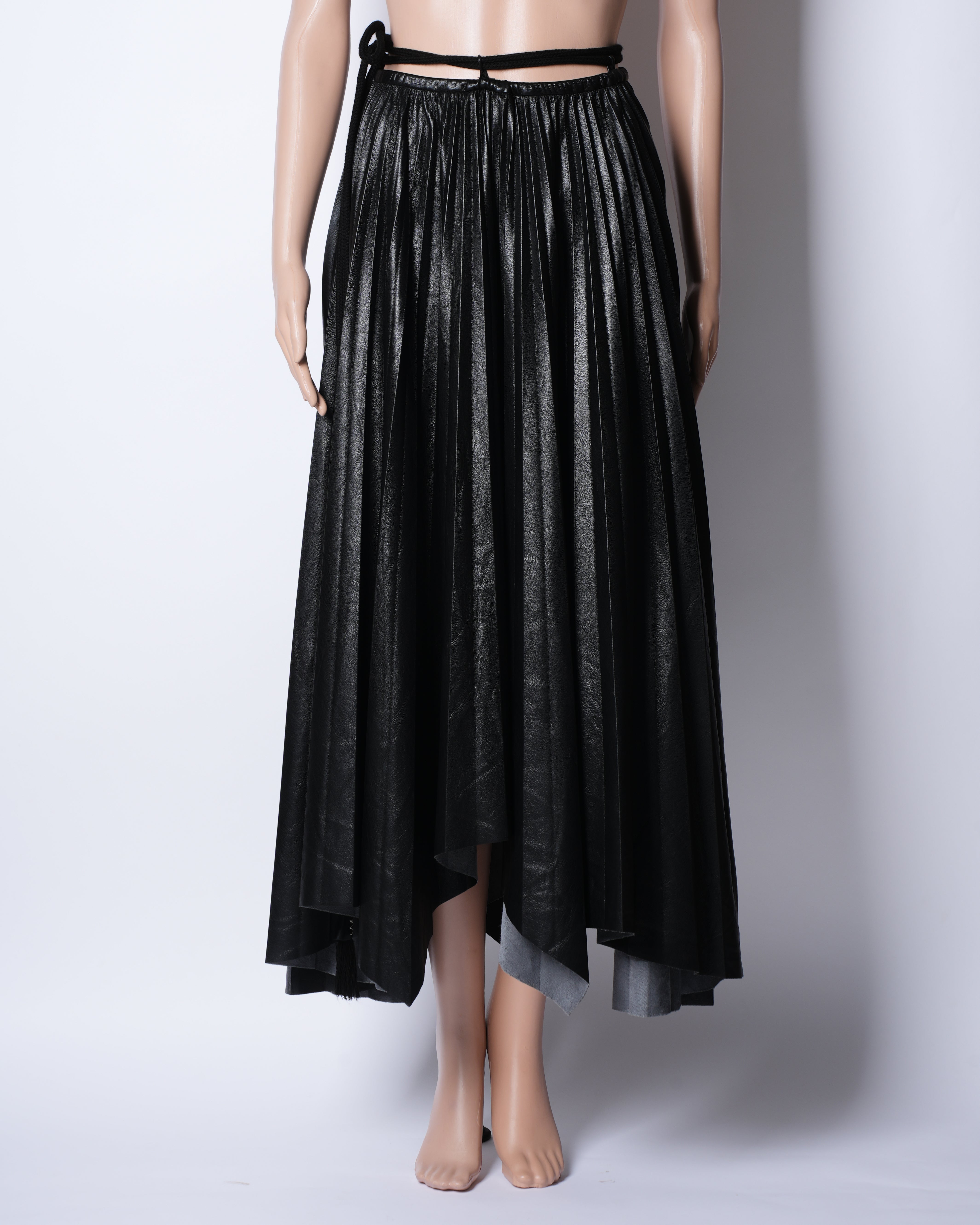 Nanushka Wrap Around Pleated Leather Skirt