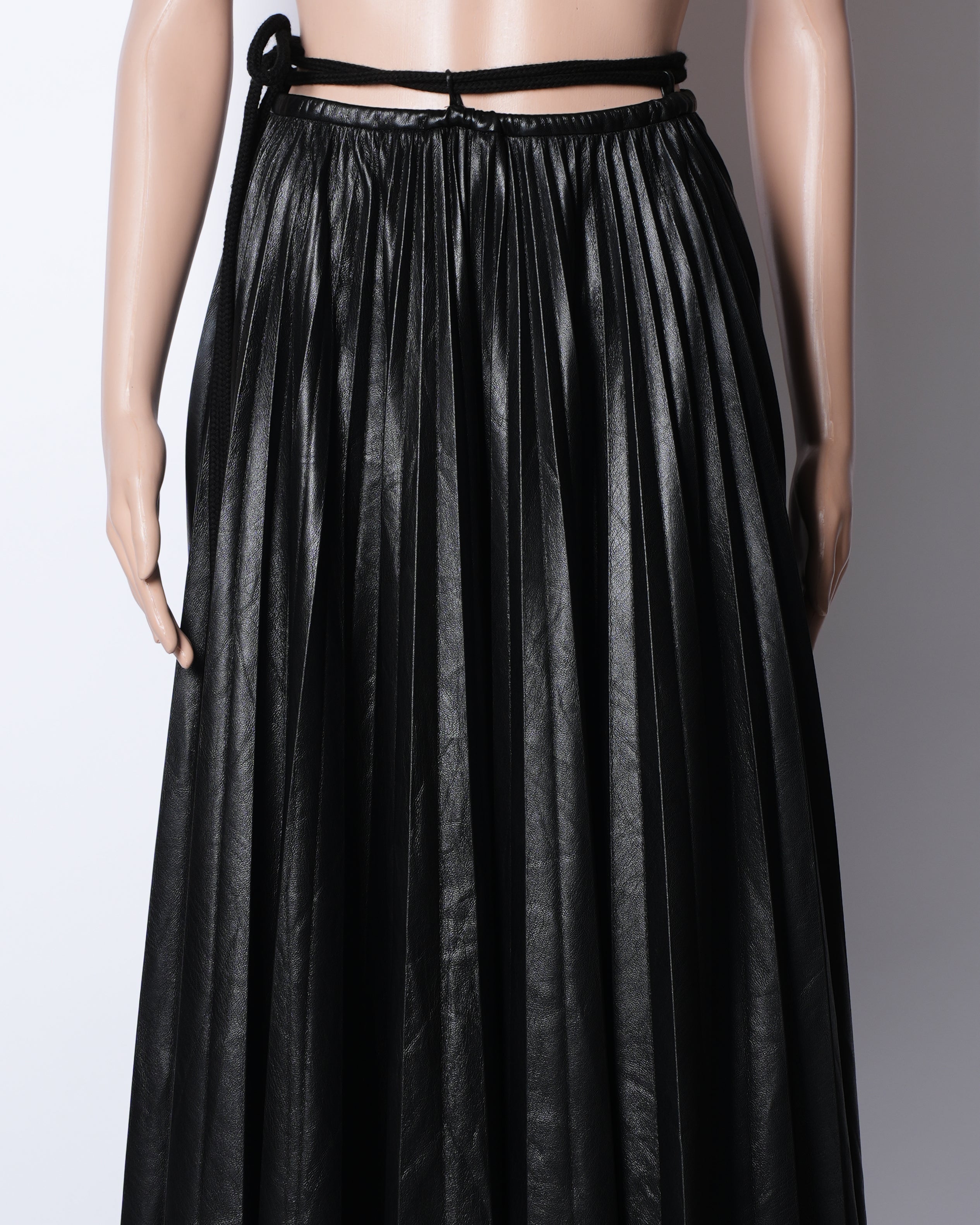 Nanushka Wrap Around Pleated Leather Skirt