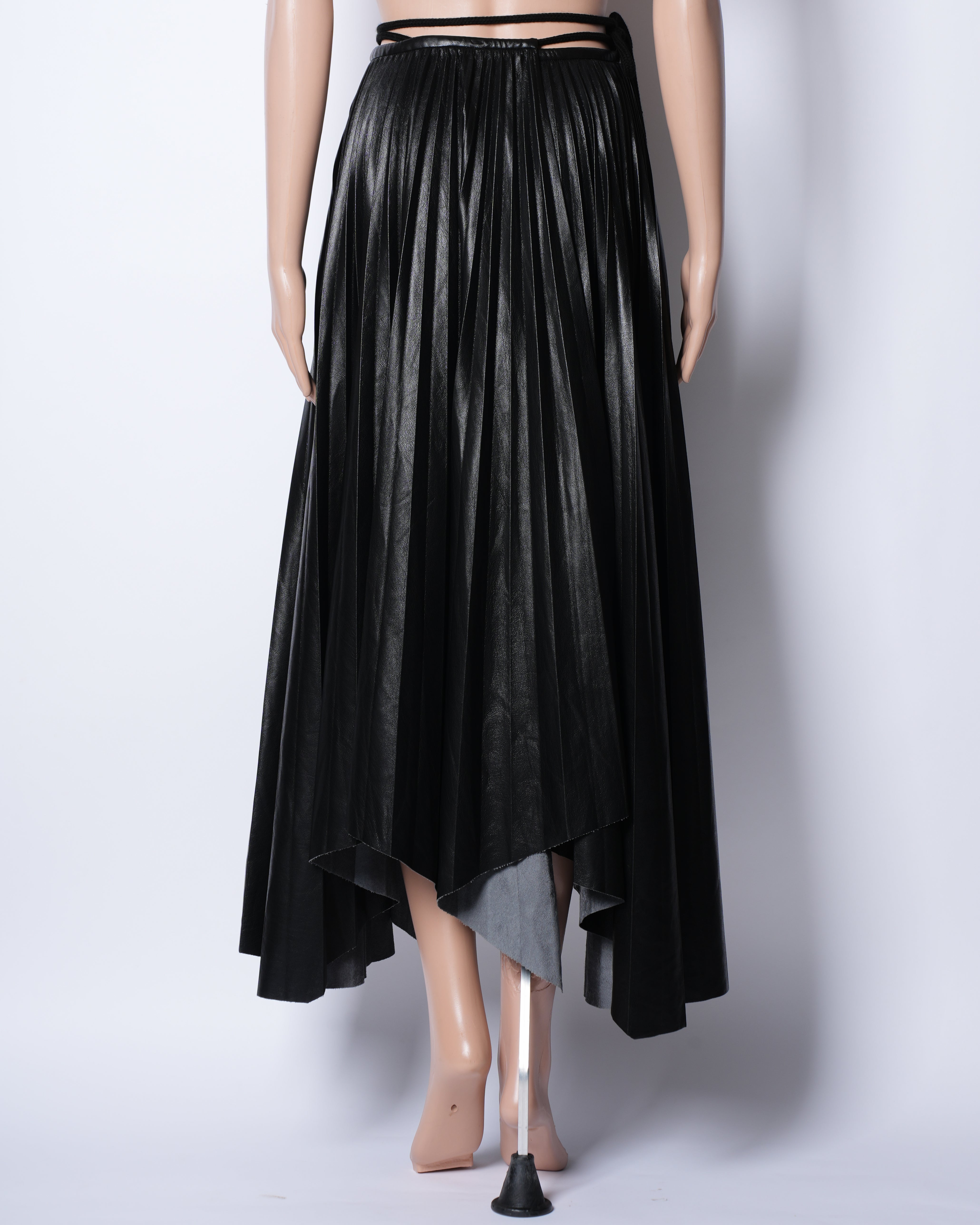 Nanushka Wrap Around Pleated Leather Skirt