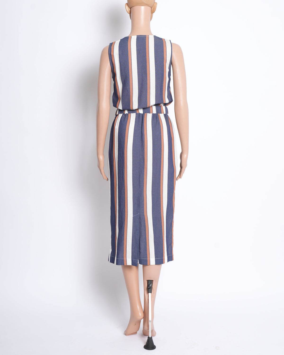 Warehouse Striped Sleeveless Midi Dress