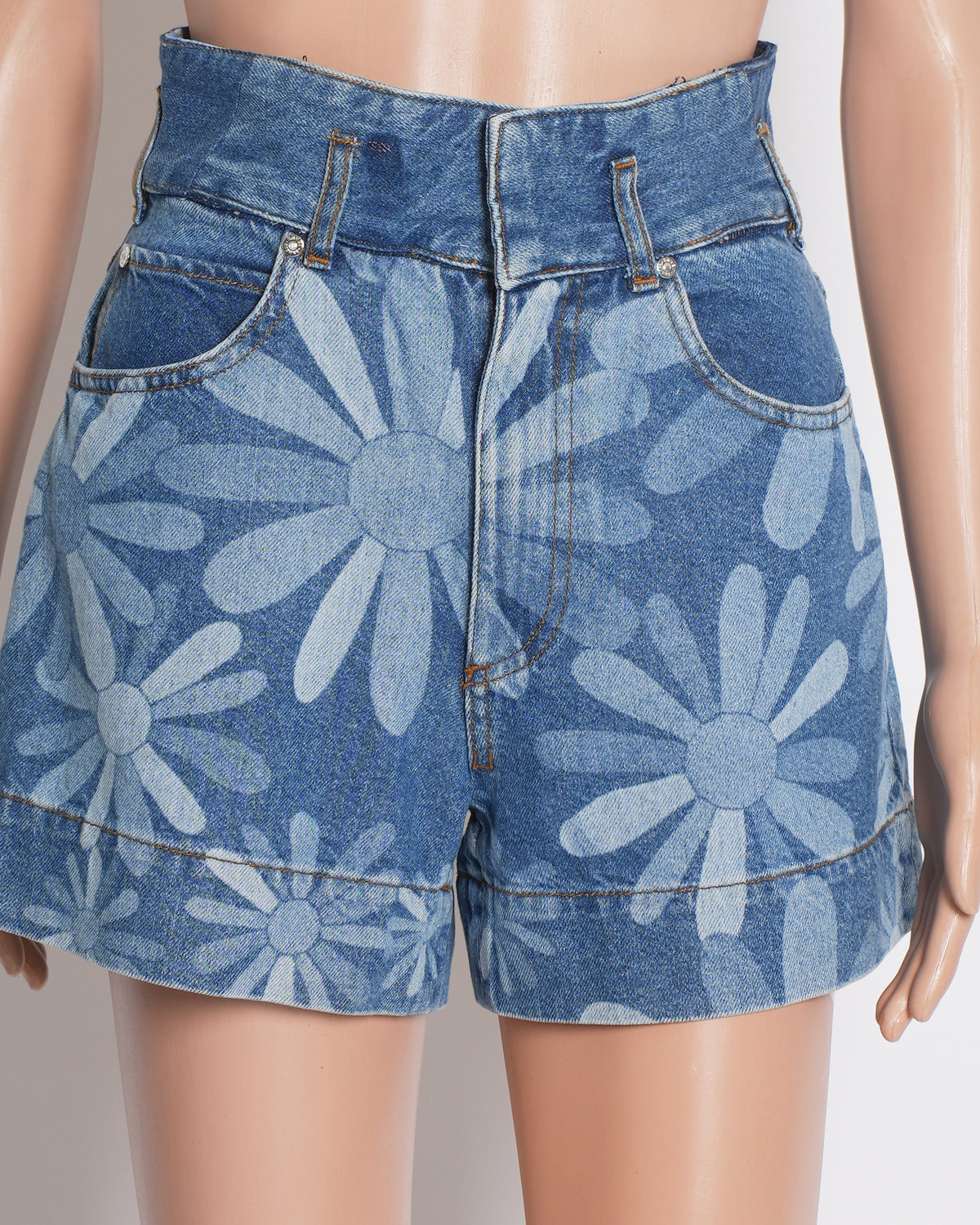 Sandro Denim Printed Flower Shorts