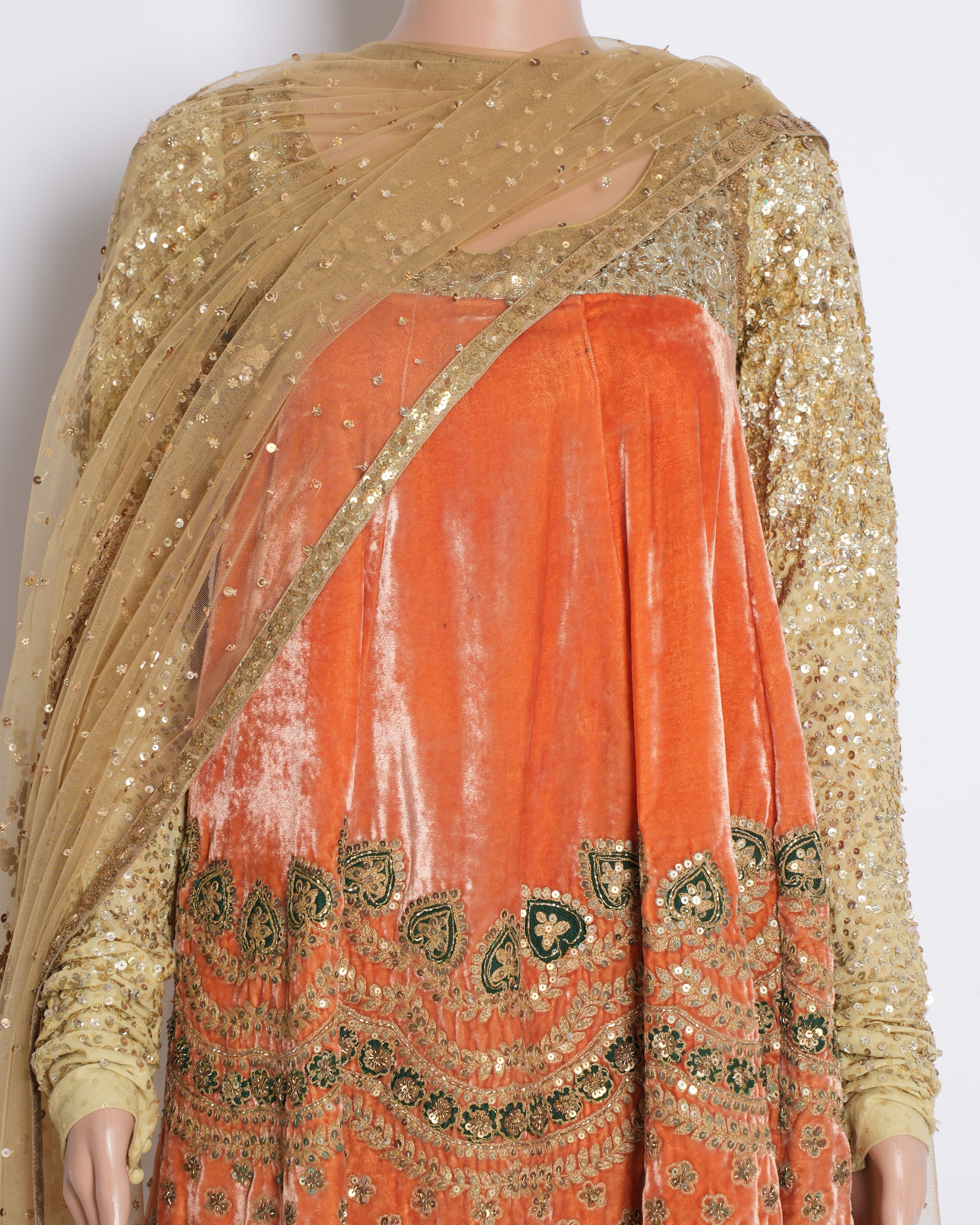 Sabyasachi Flared Embroidered Kurta with Bottom – Set of 3