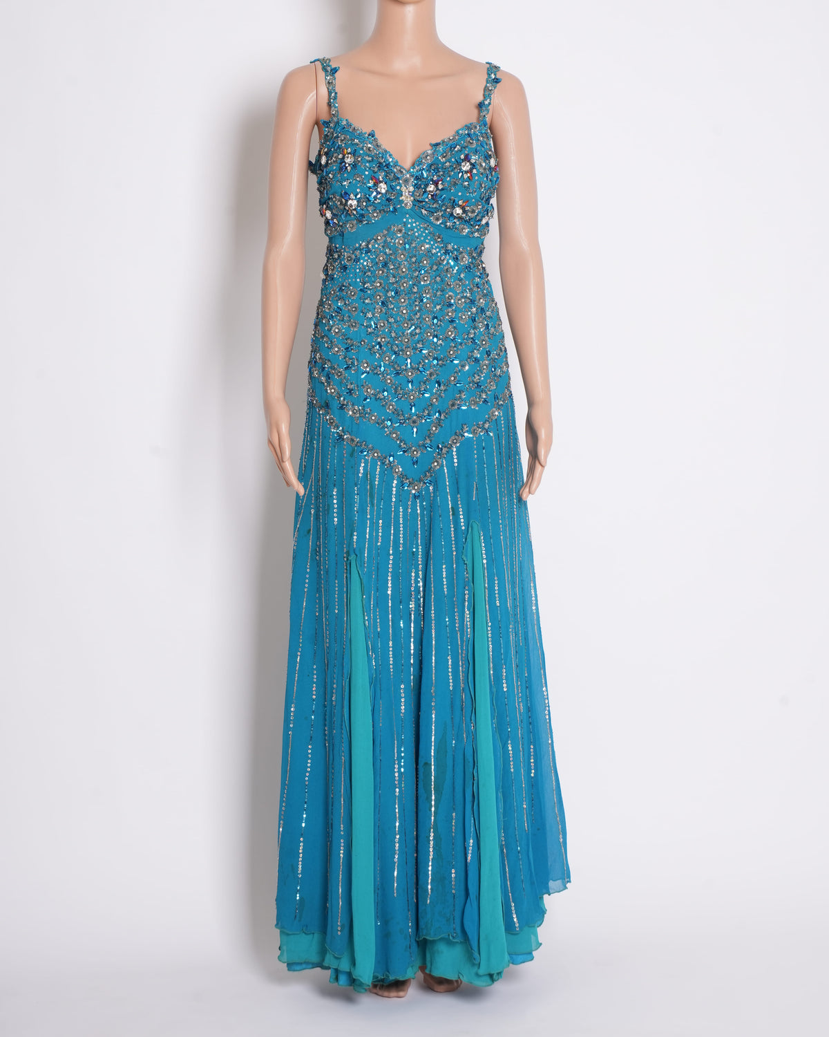 Ashley Rebello Swarovski Gown In Blue