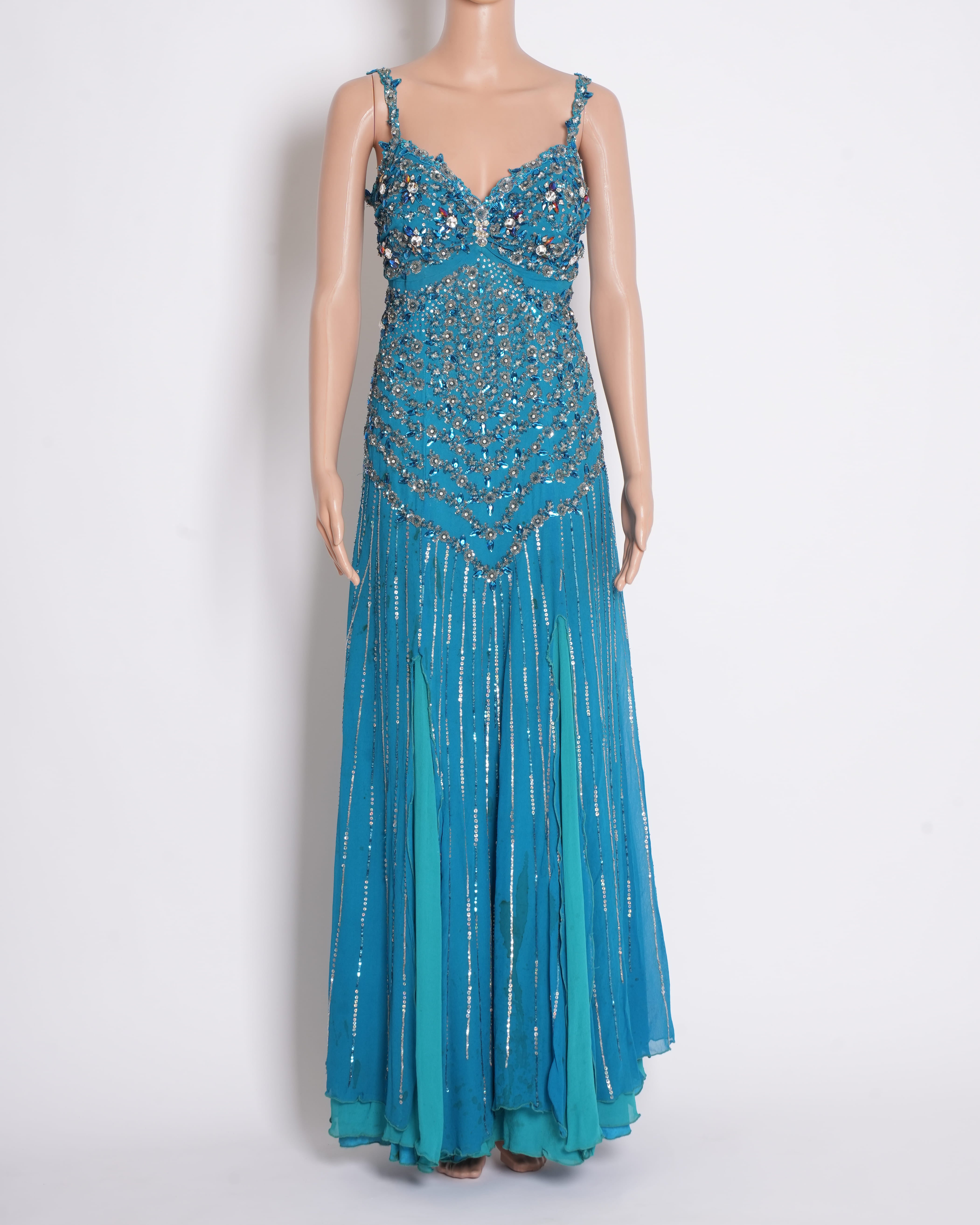 Ashley Rebello Swarovski Gown In Blue