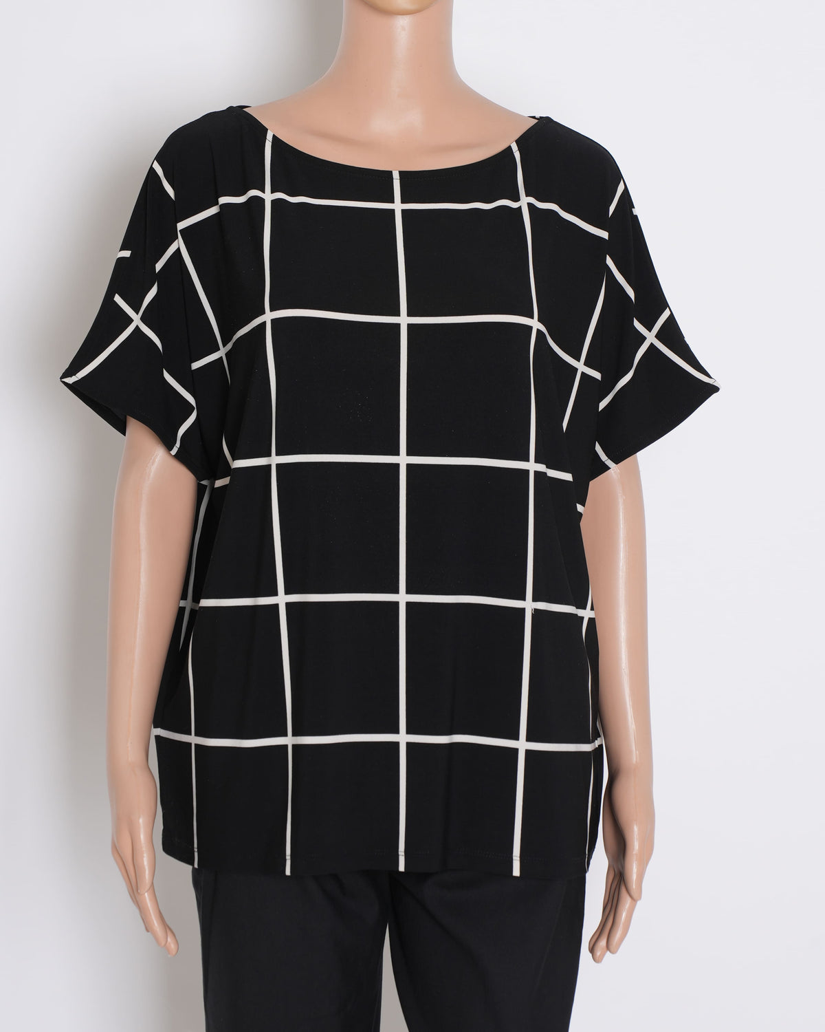 Lauren By Ralph Lauren Half Sleeve Top In Black & White