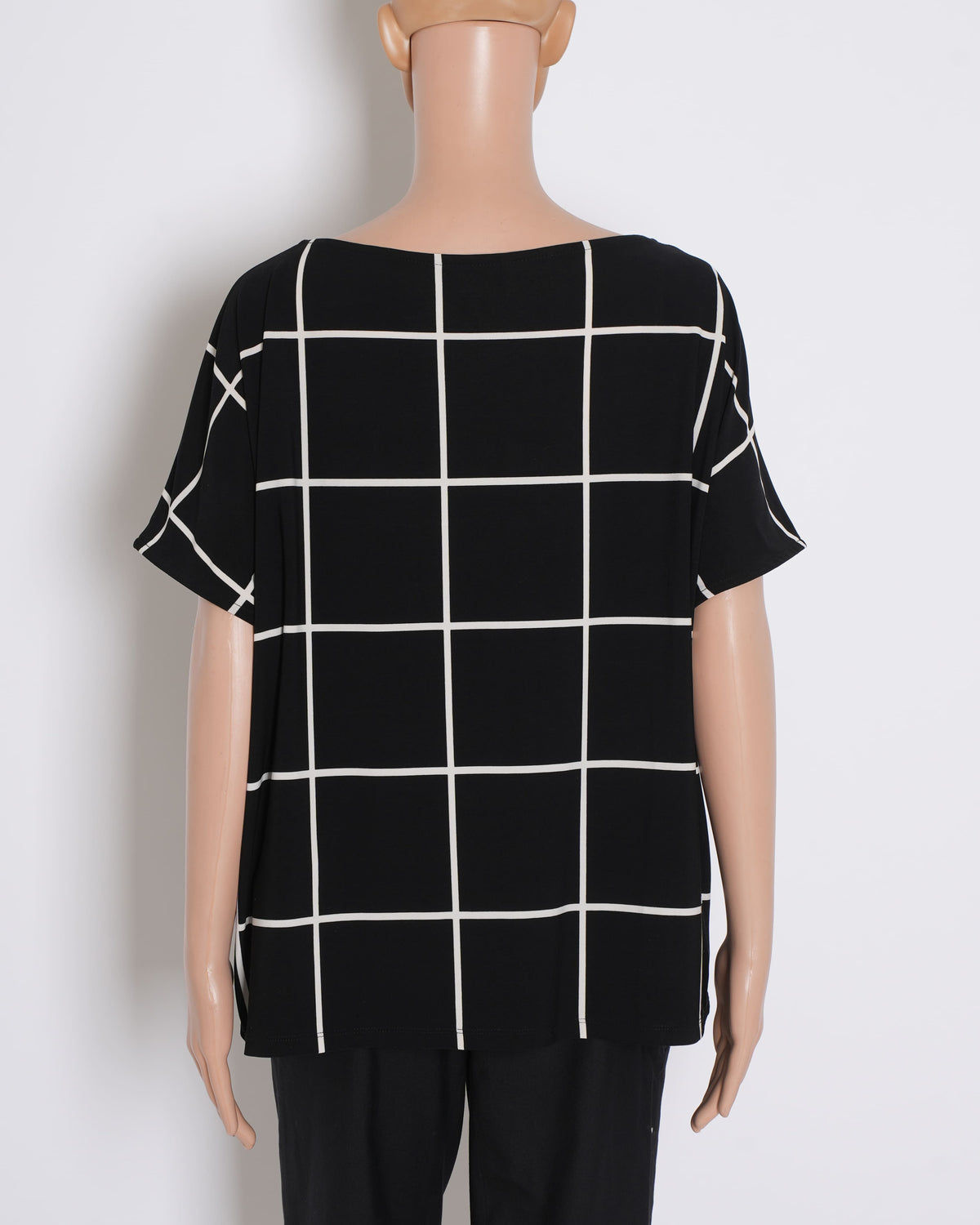 Lauren By Ralph Lauren Half Sleeve Top In Black & White