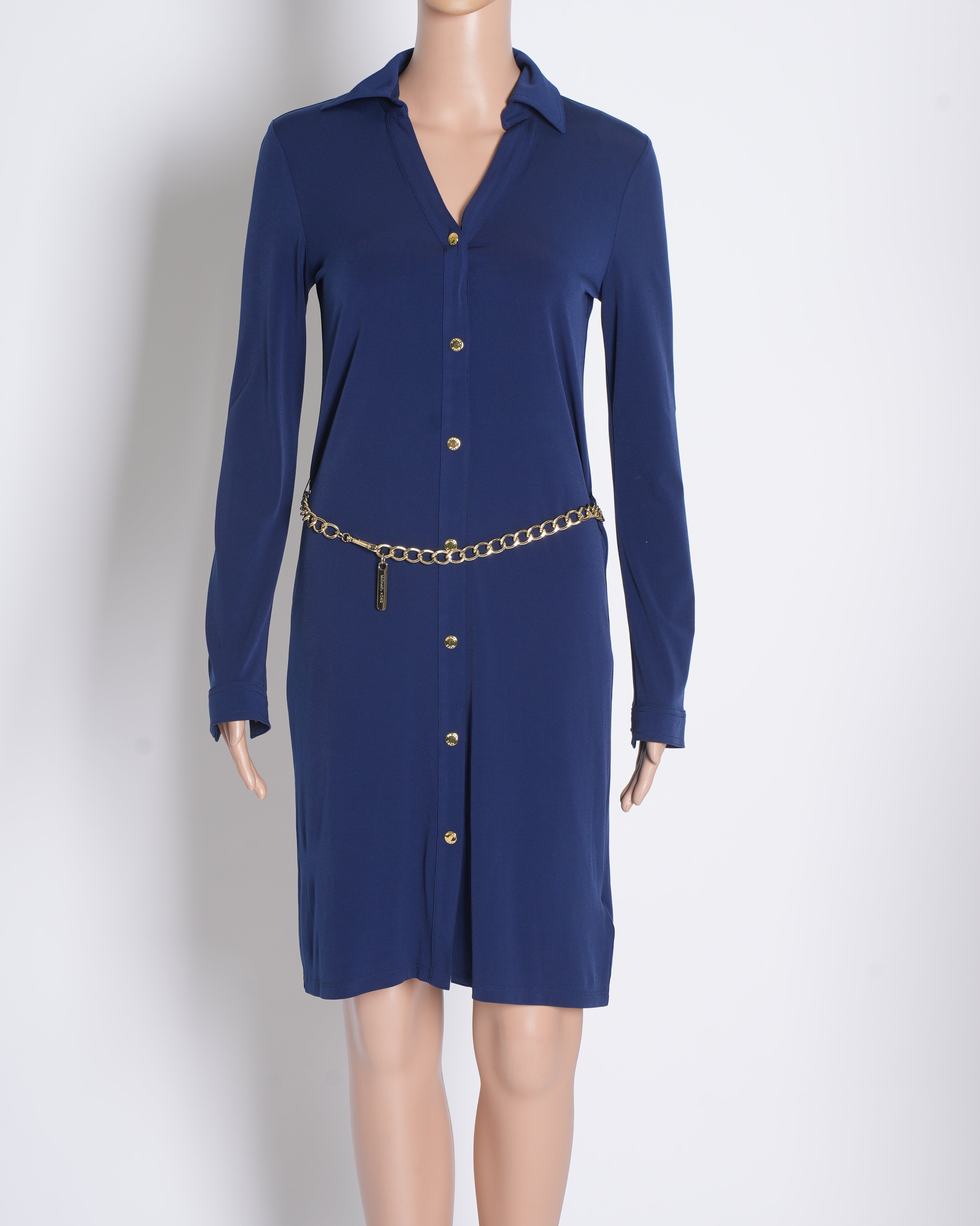 Michael Kors Shirt Dress In Blue