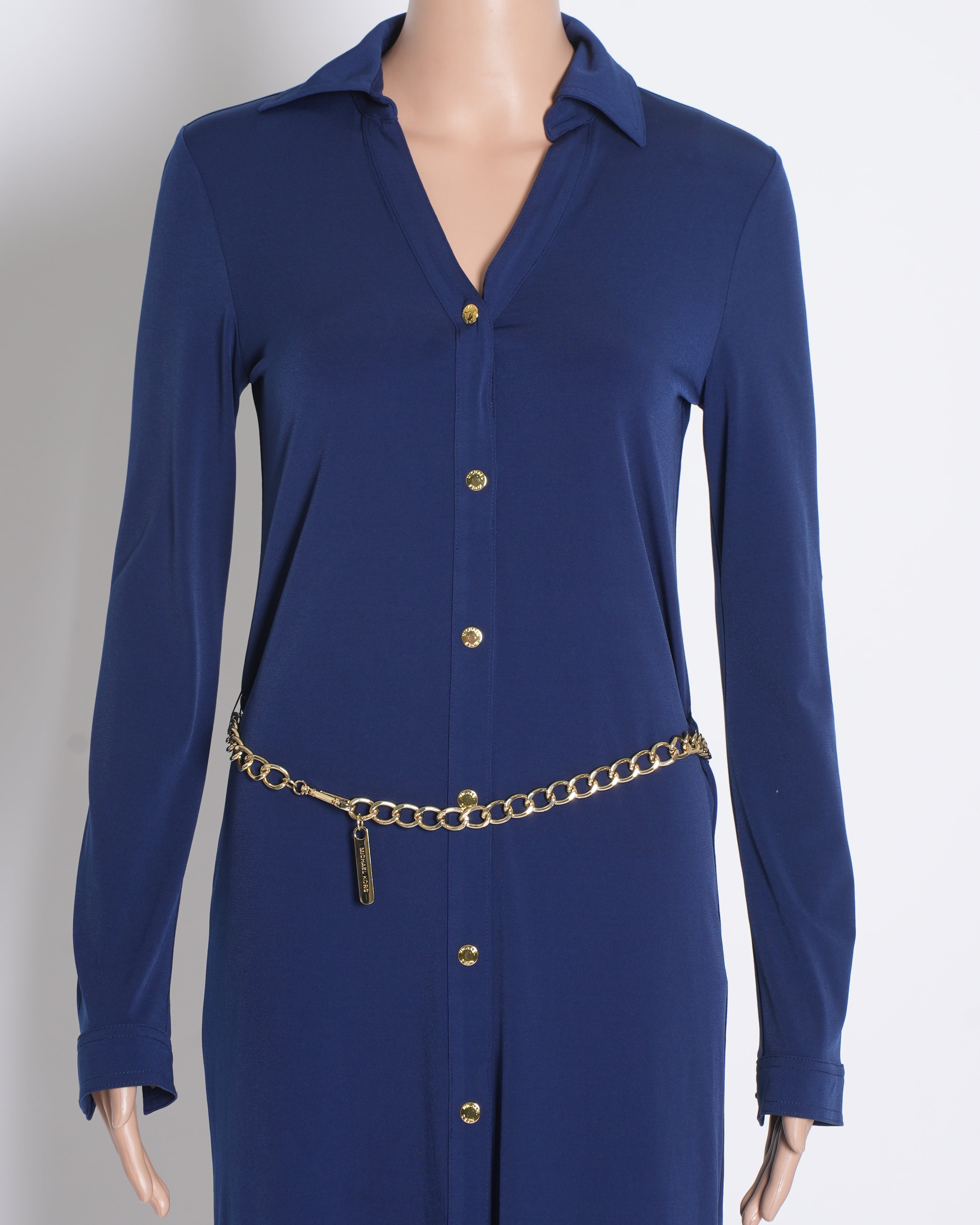 Michael Kors Shirt Dress In Blue