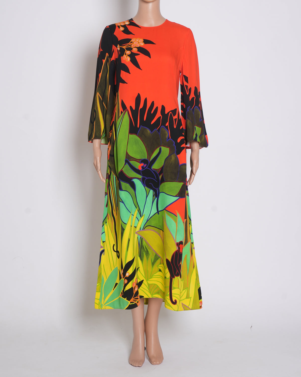 Valentino Silk Monkey Forest Printed Dress