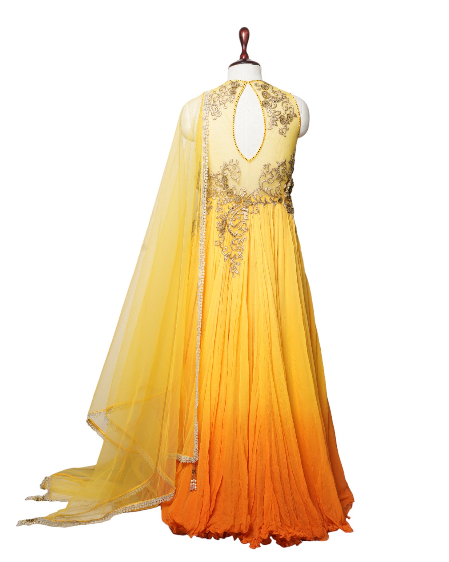 Amber Yellow Shaded Anarkali