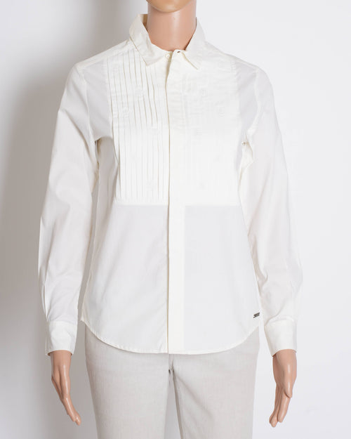 Roberto Cavalli White Pleated Shirt