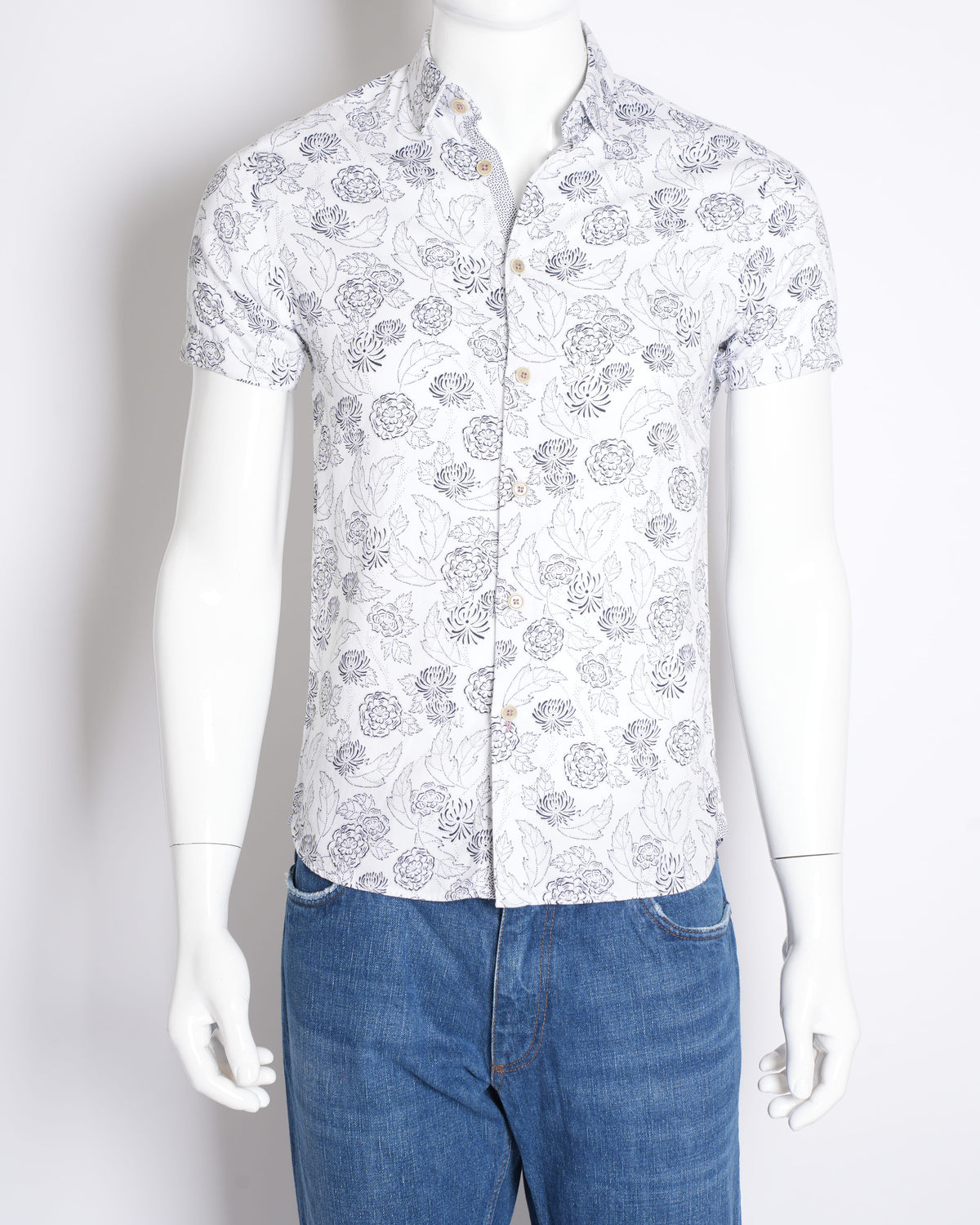 Ted Baker Black and Floral Printed Shirt