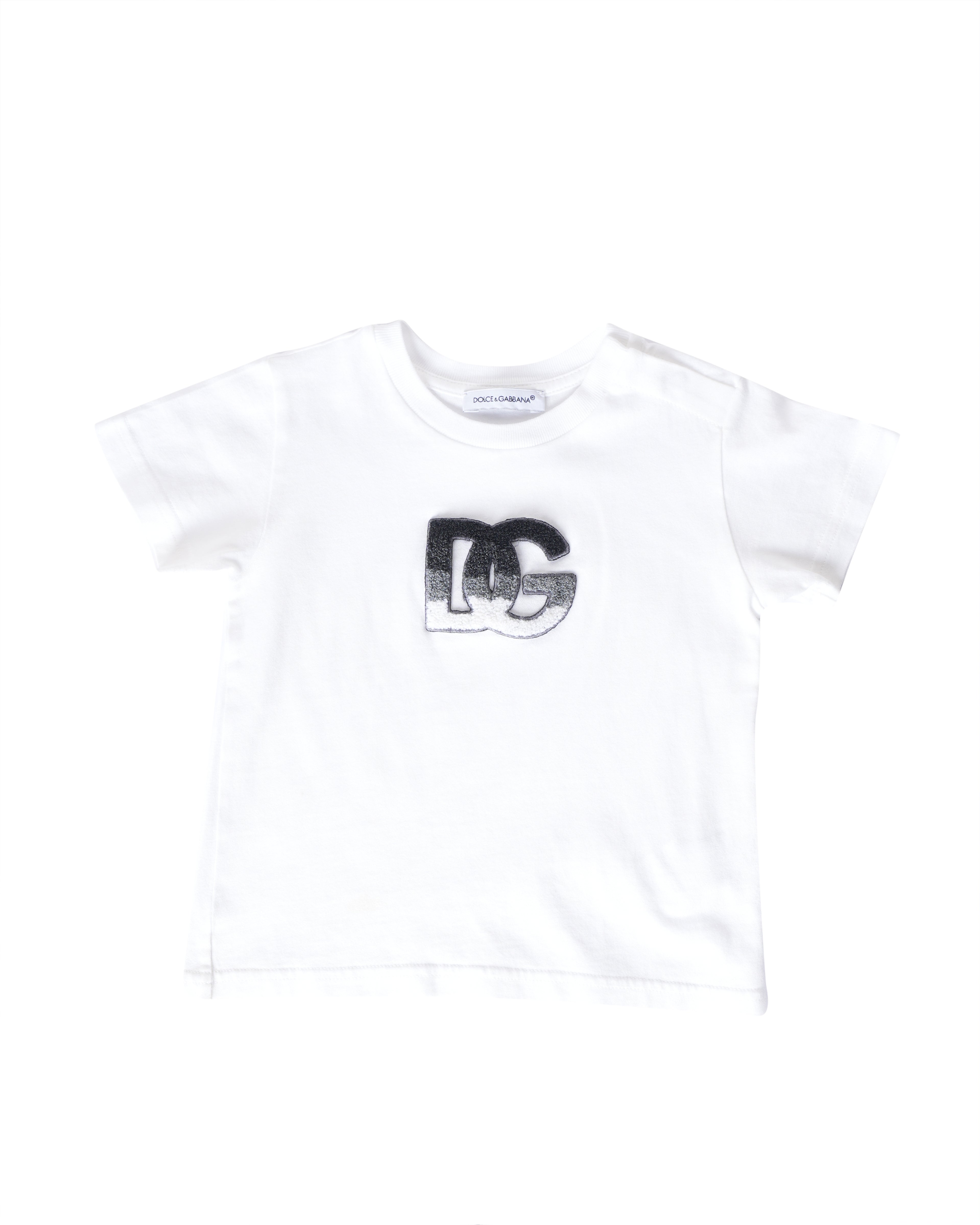 Dolce & Gabbana White Jersey T-Shirt With Textured Logo Patch