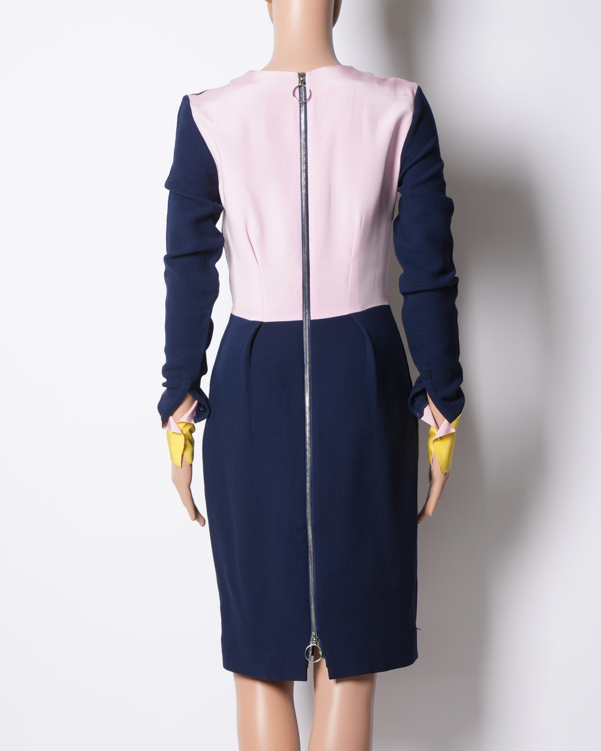Roksanda Navy Crepe Panel Dress with Contrast Pink & Blue