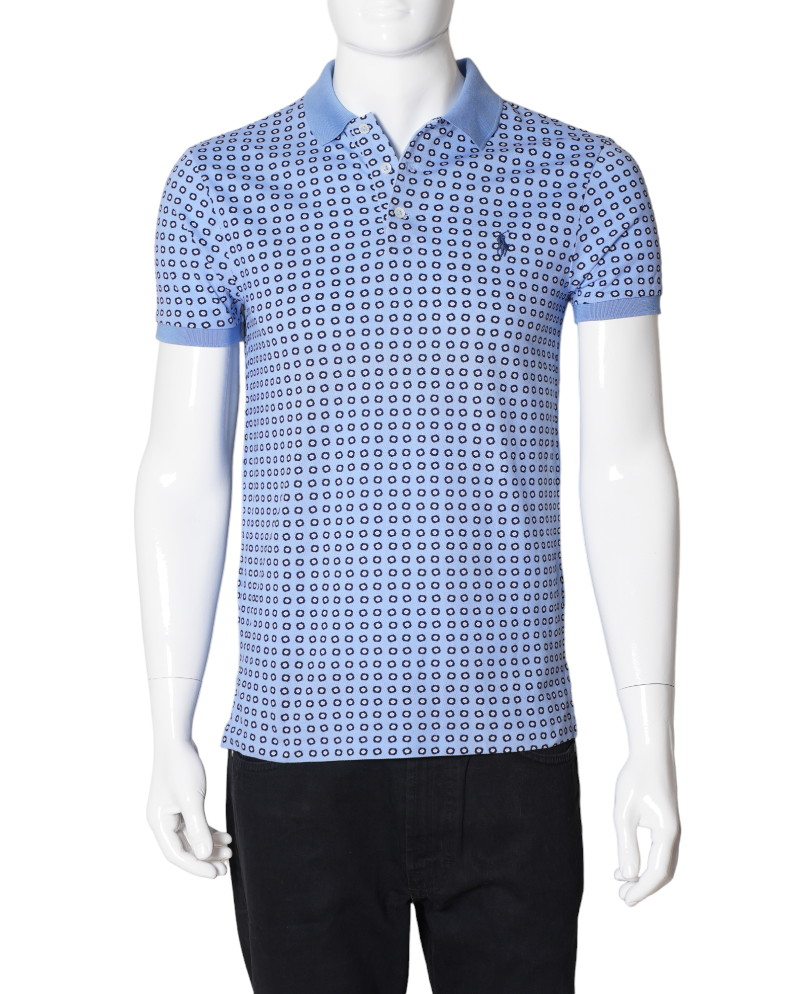 New Polo Ralph Lauren Geometric Mesh Blue Shirt
