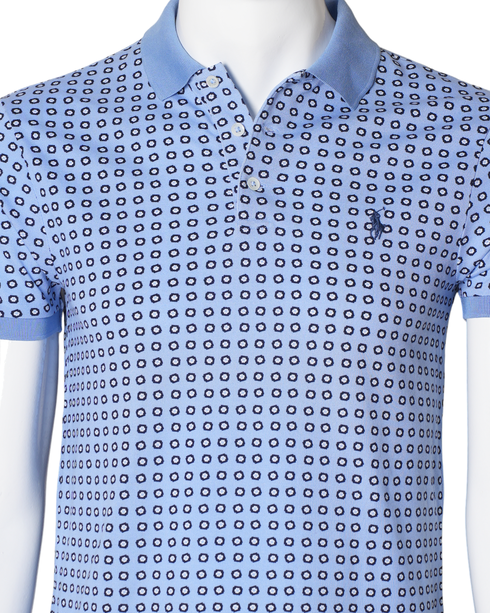 New Polo Ralph Lauren Geometric Mesh Blue Shirt