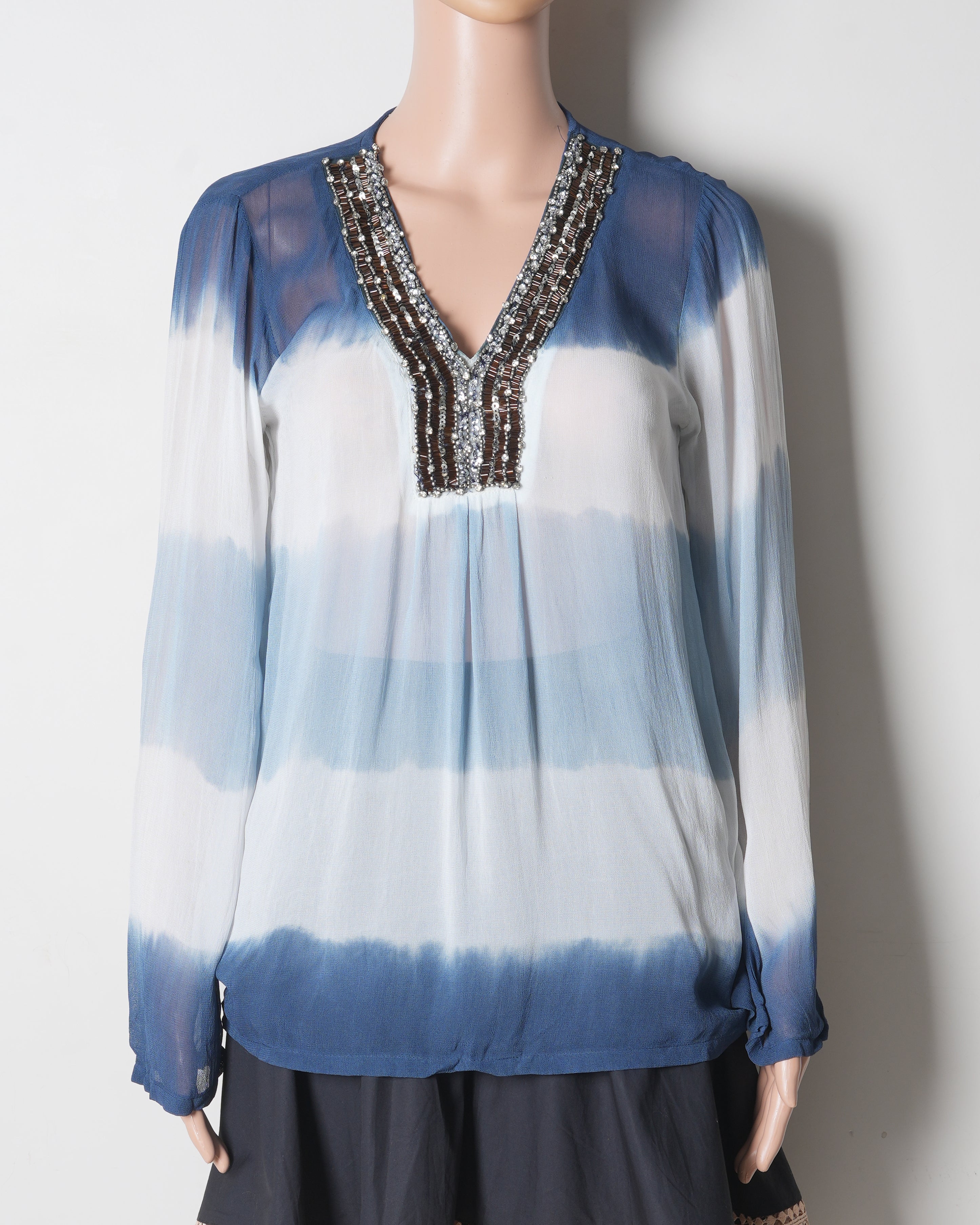 Michael Kors Ombre Blue Chiffon Top