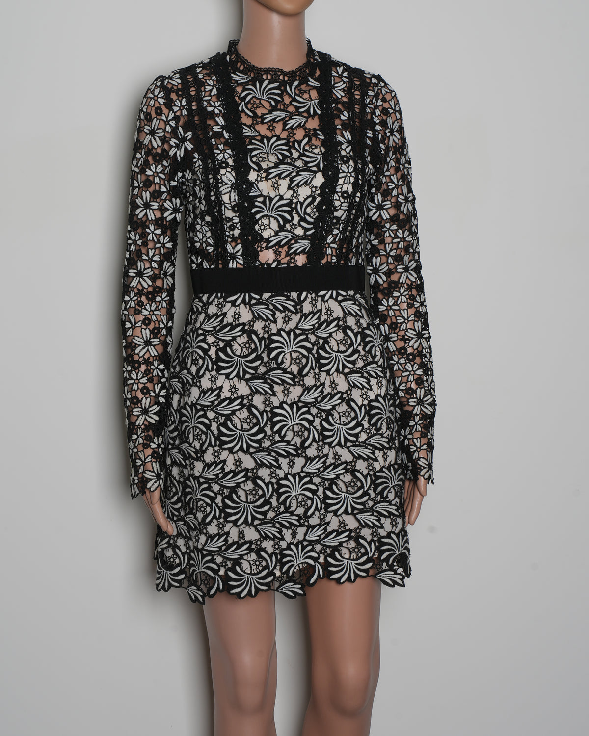 Self Portrait Lace Dress In Black & White
