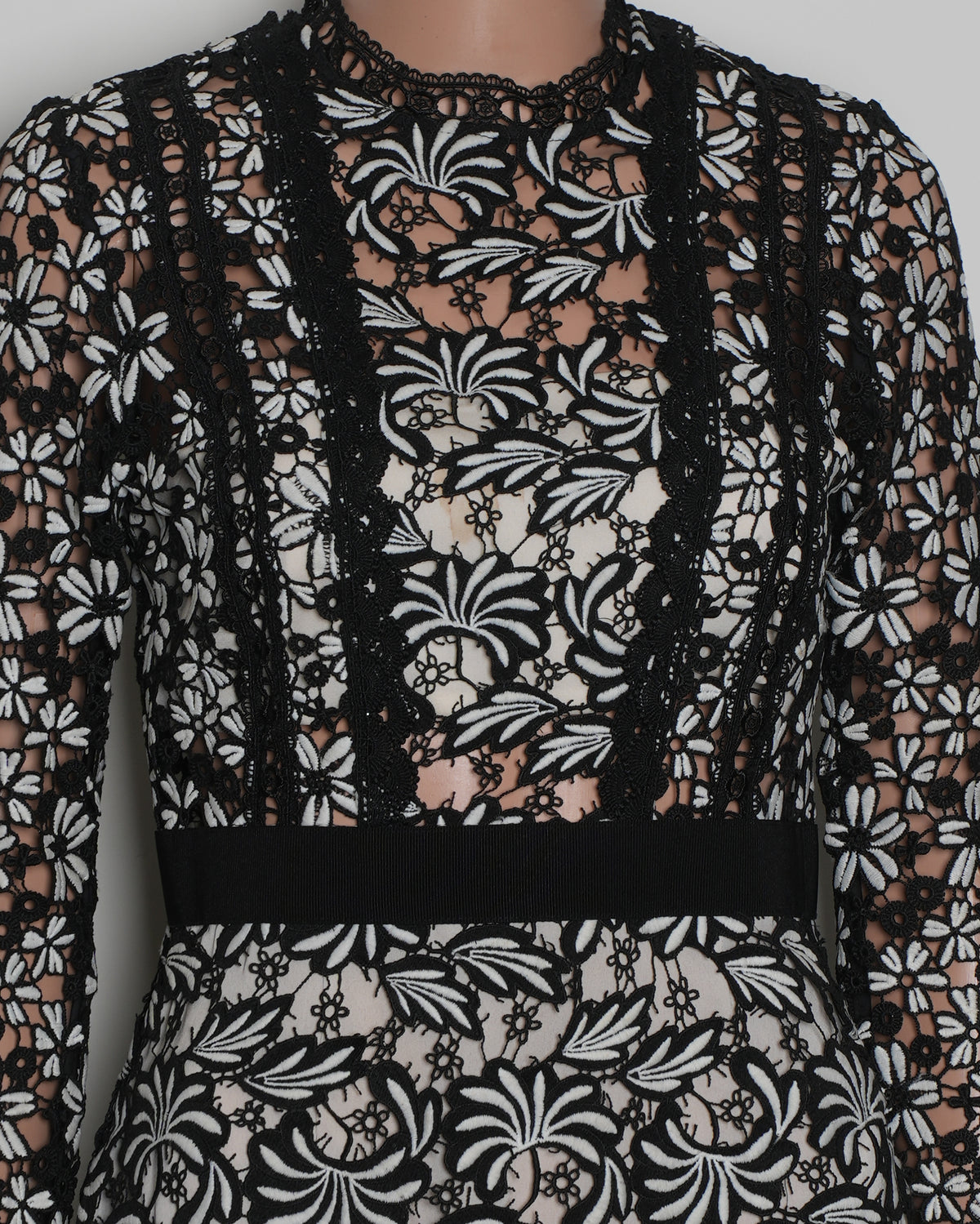 Self Portrait Lace Dress In Black & White