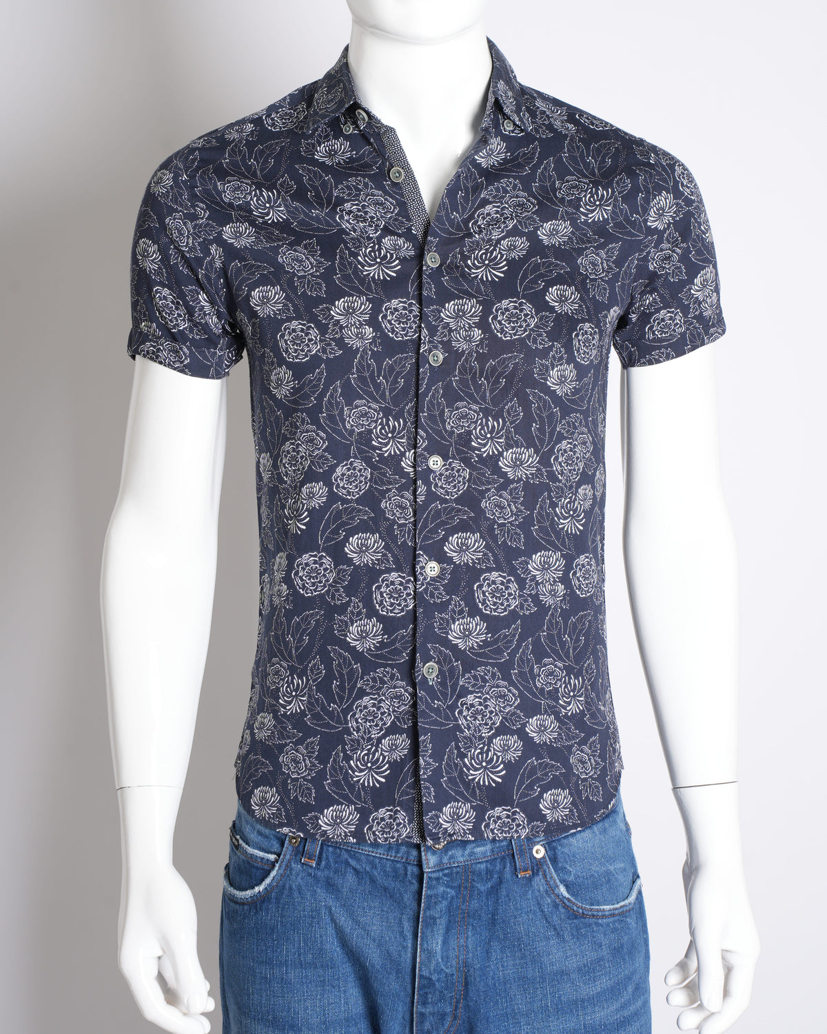 Ted Baker Floral Navy Blue Shirt