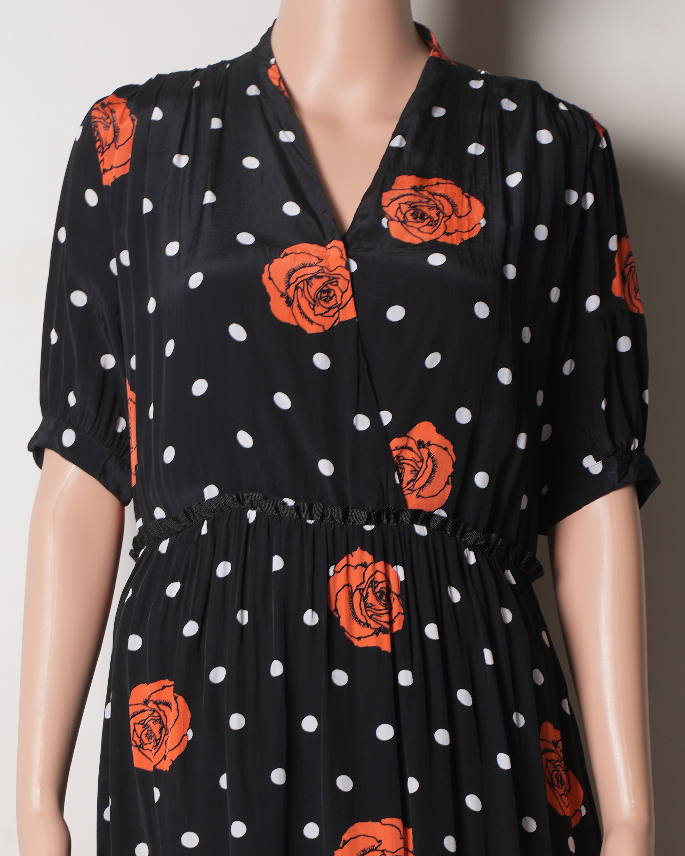 Diesel Leah Abiton Dress In Black With Rose & Polka Print