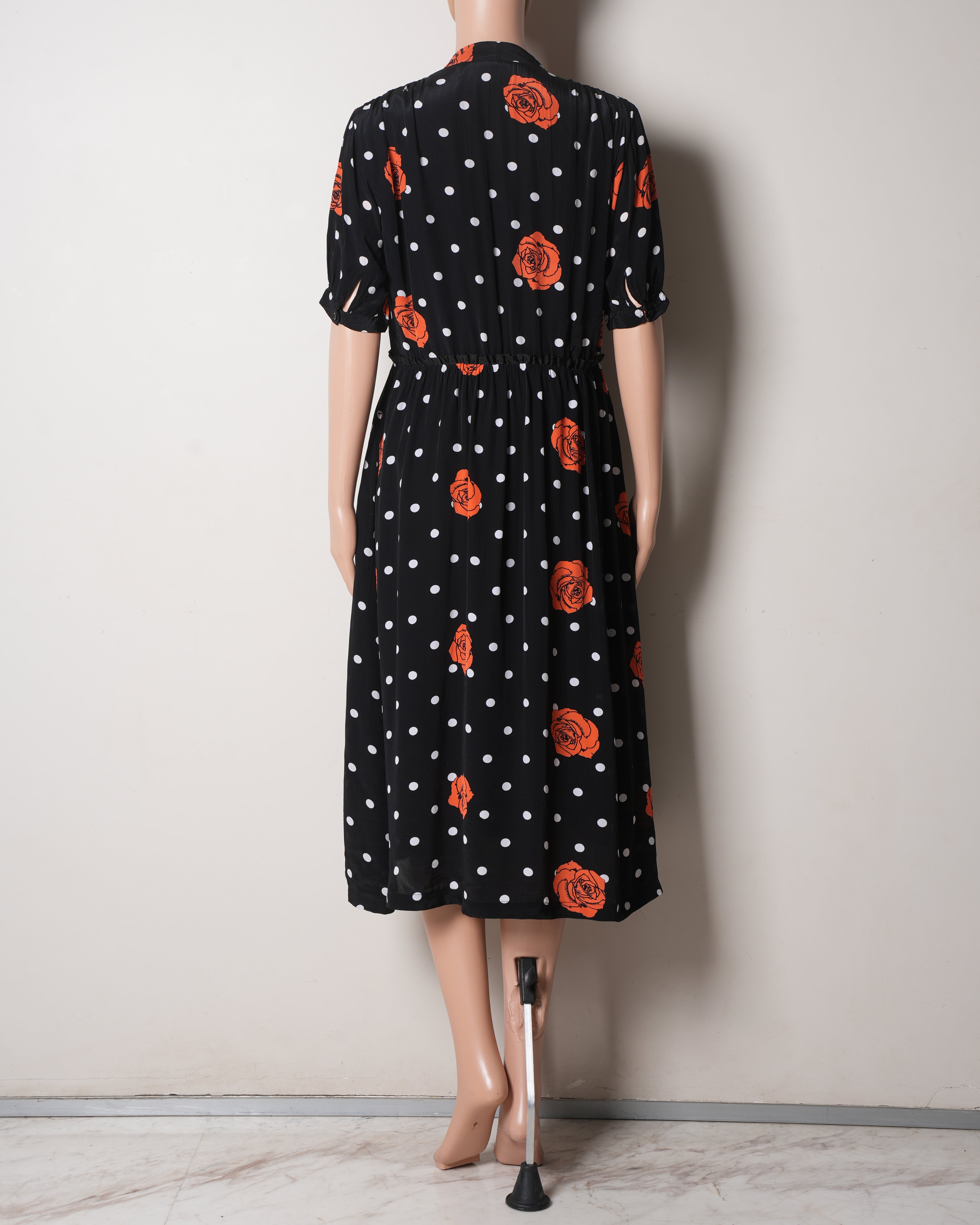 Diesel Leah Abiton Dress In Black With Rose & Polka Print