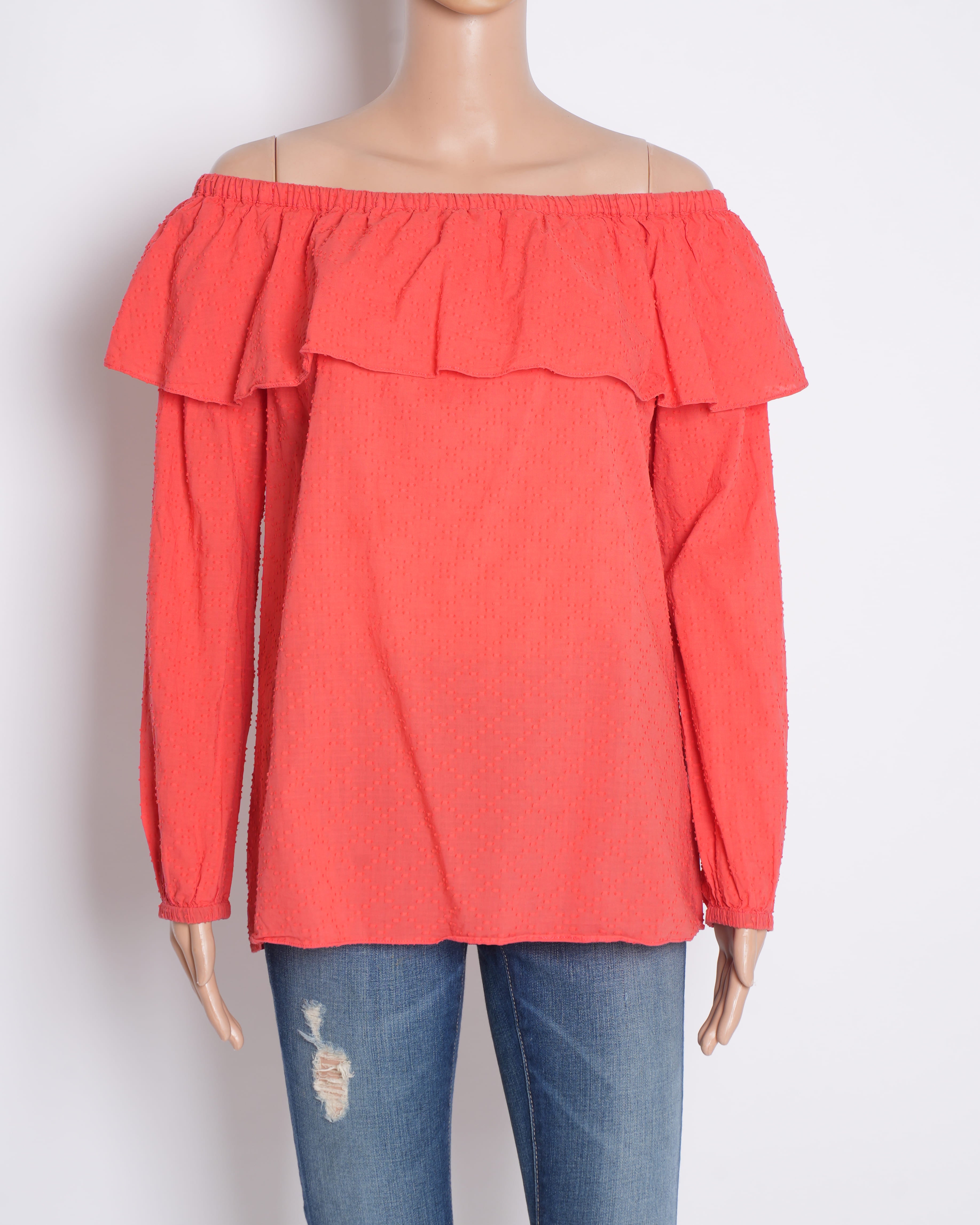 Michael Kors Off‑Shoulder Ruffle Top