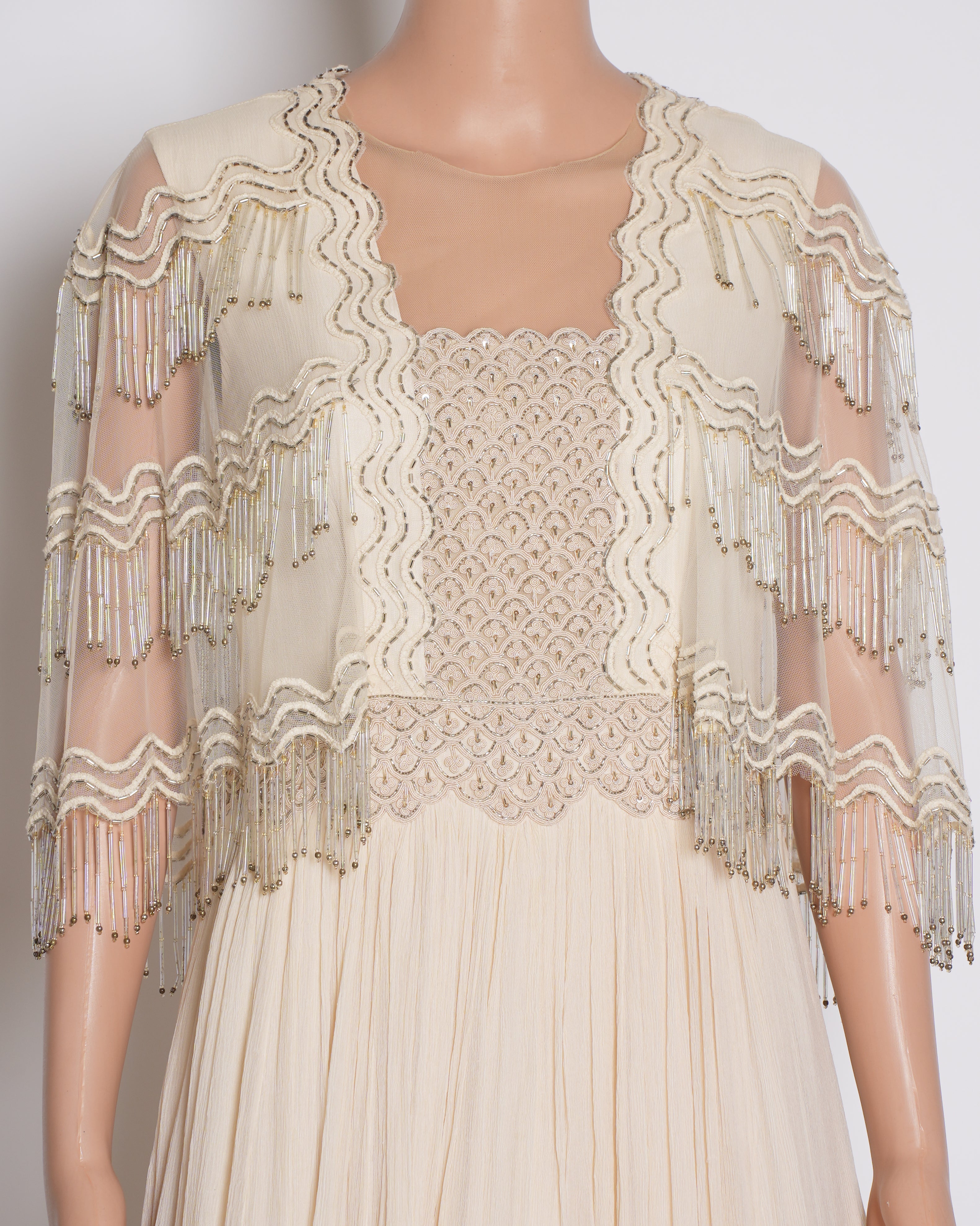 Riddhi Mehra Overlap Long Dress In Cream