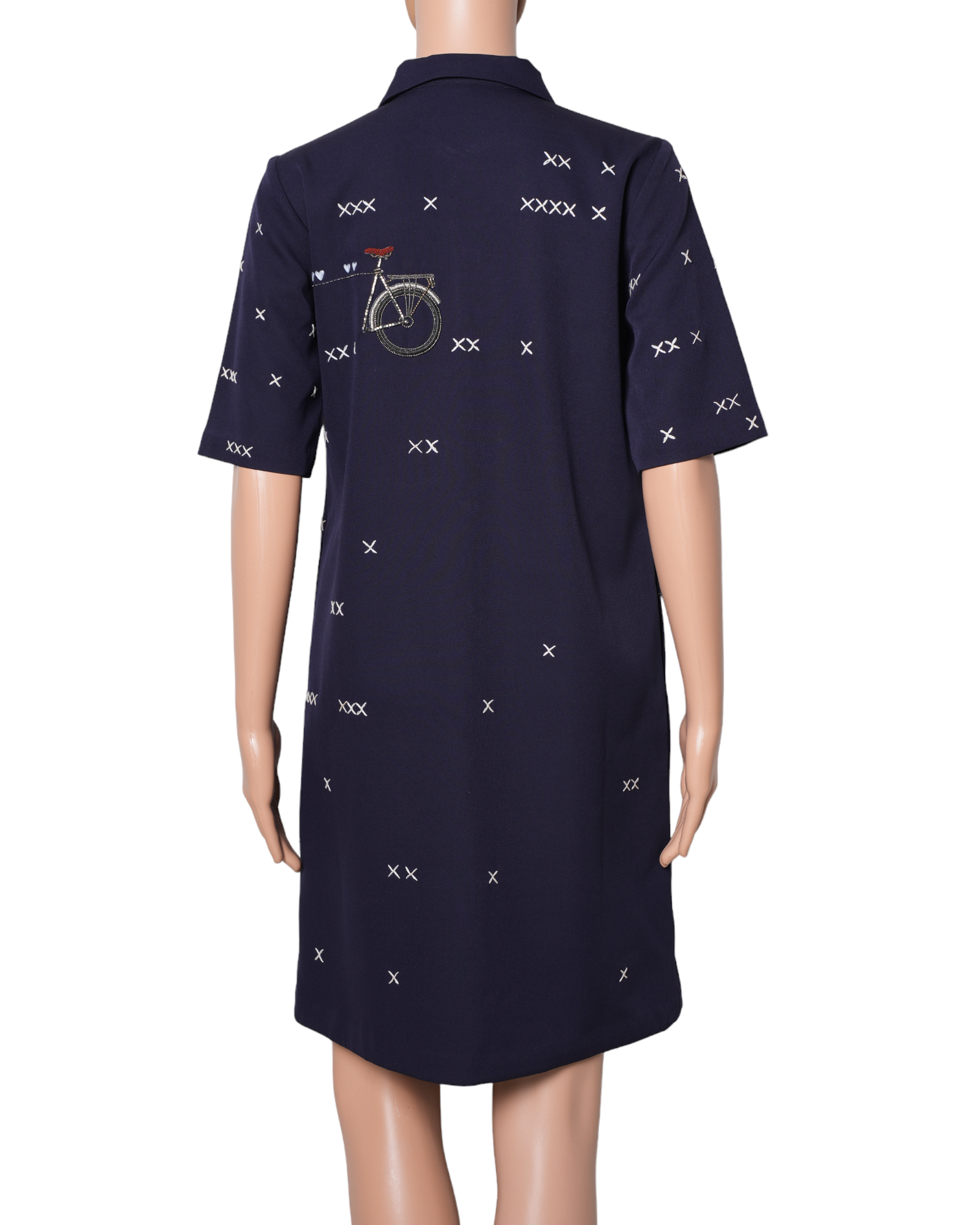 Shahin Manan Navy Blue Embroidered Shift Dress