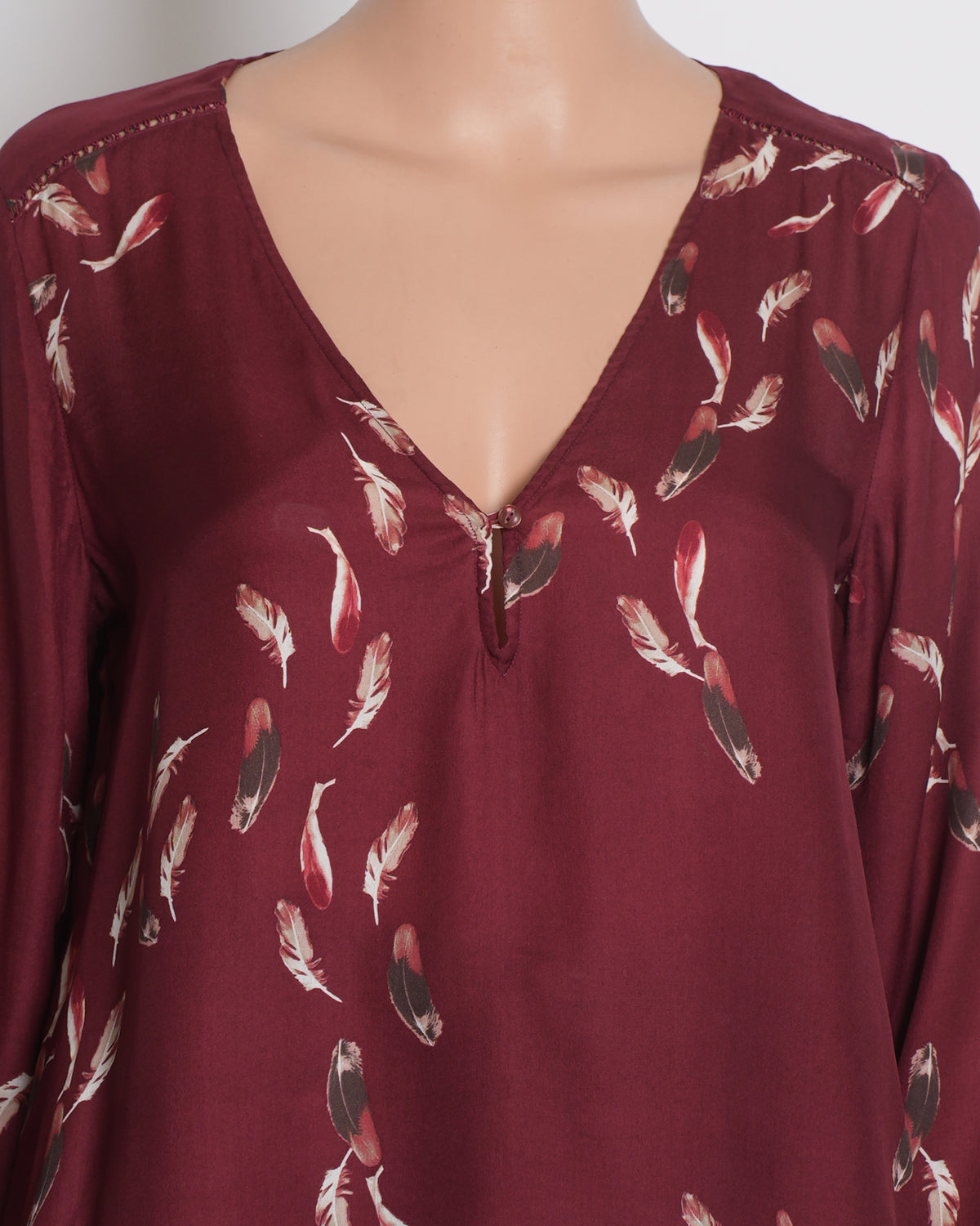Massimo dutti silk feather print top