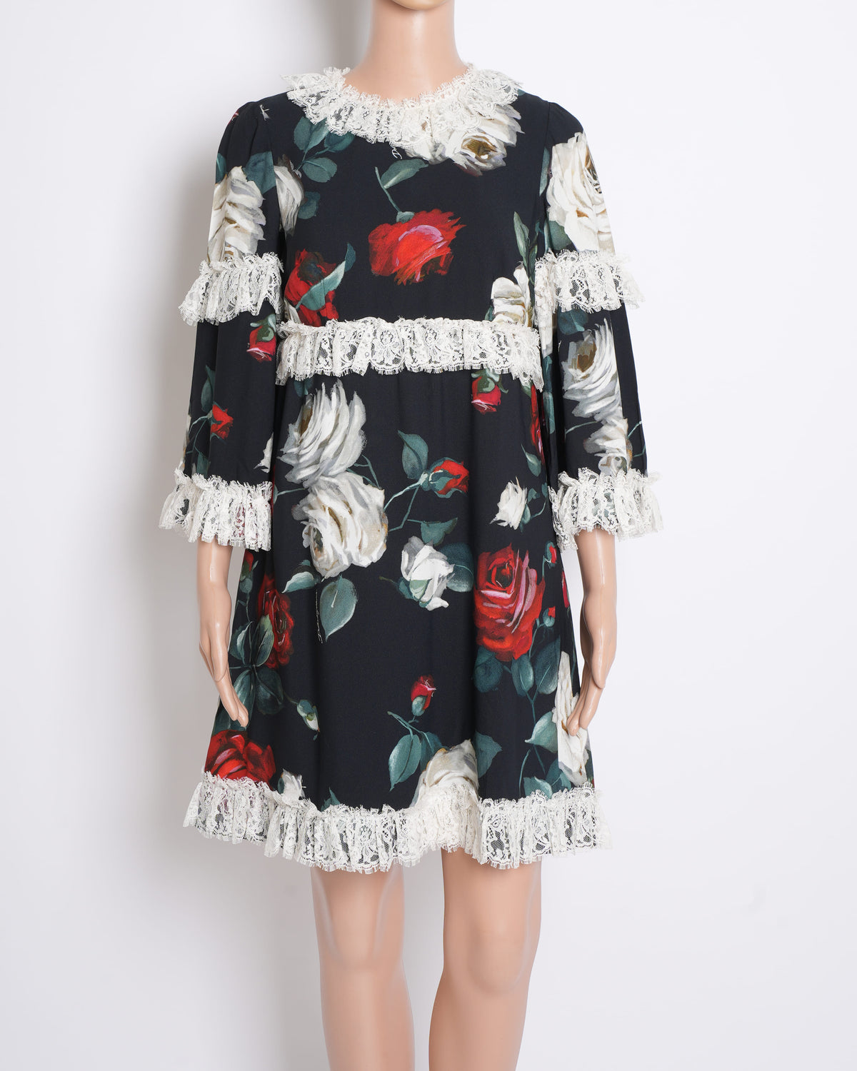 Dolce & Gabbana Lace Layered Mini Dress in Black