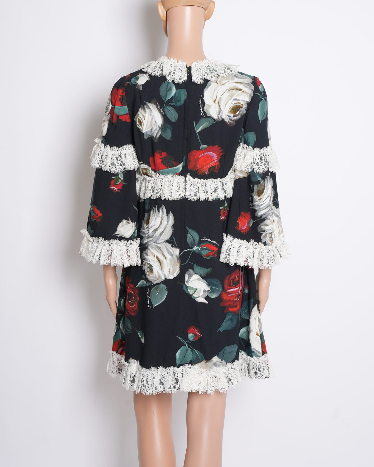 Dolce & Gabbana Lace Layered Mini Dress in Black