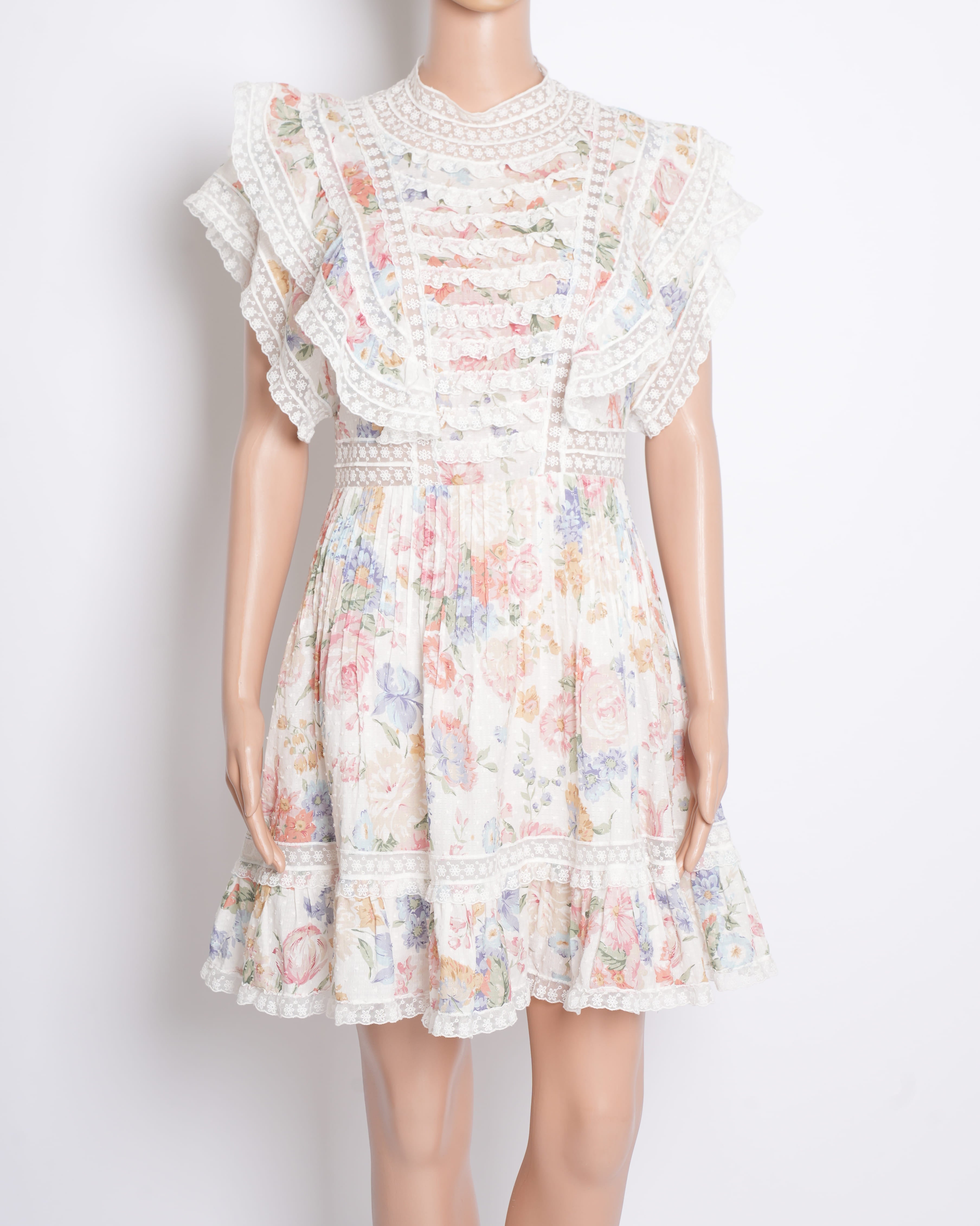 Zimmermann Lace Mini Dress in White