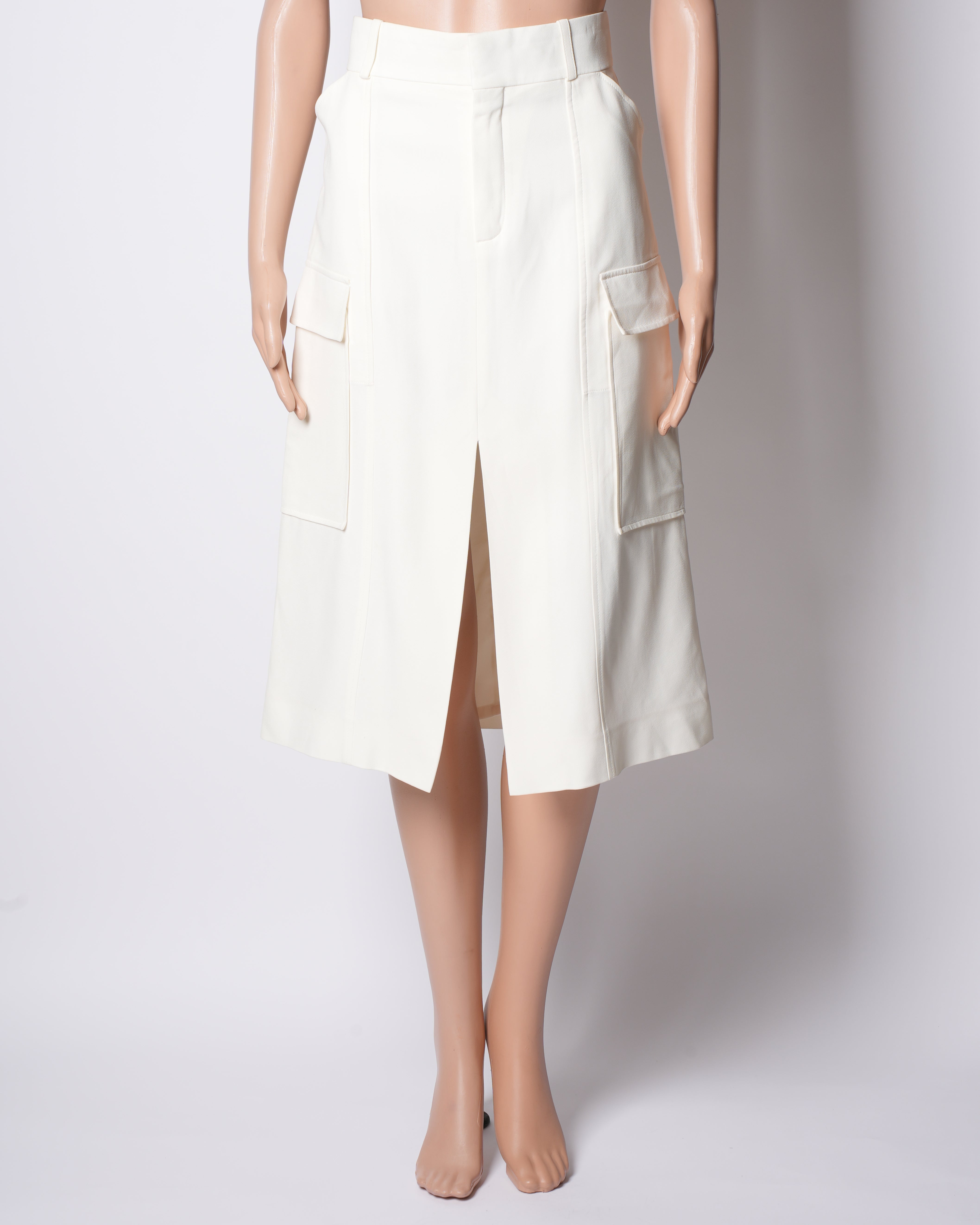 Chloe White Straight Fit Skirt