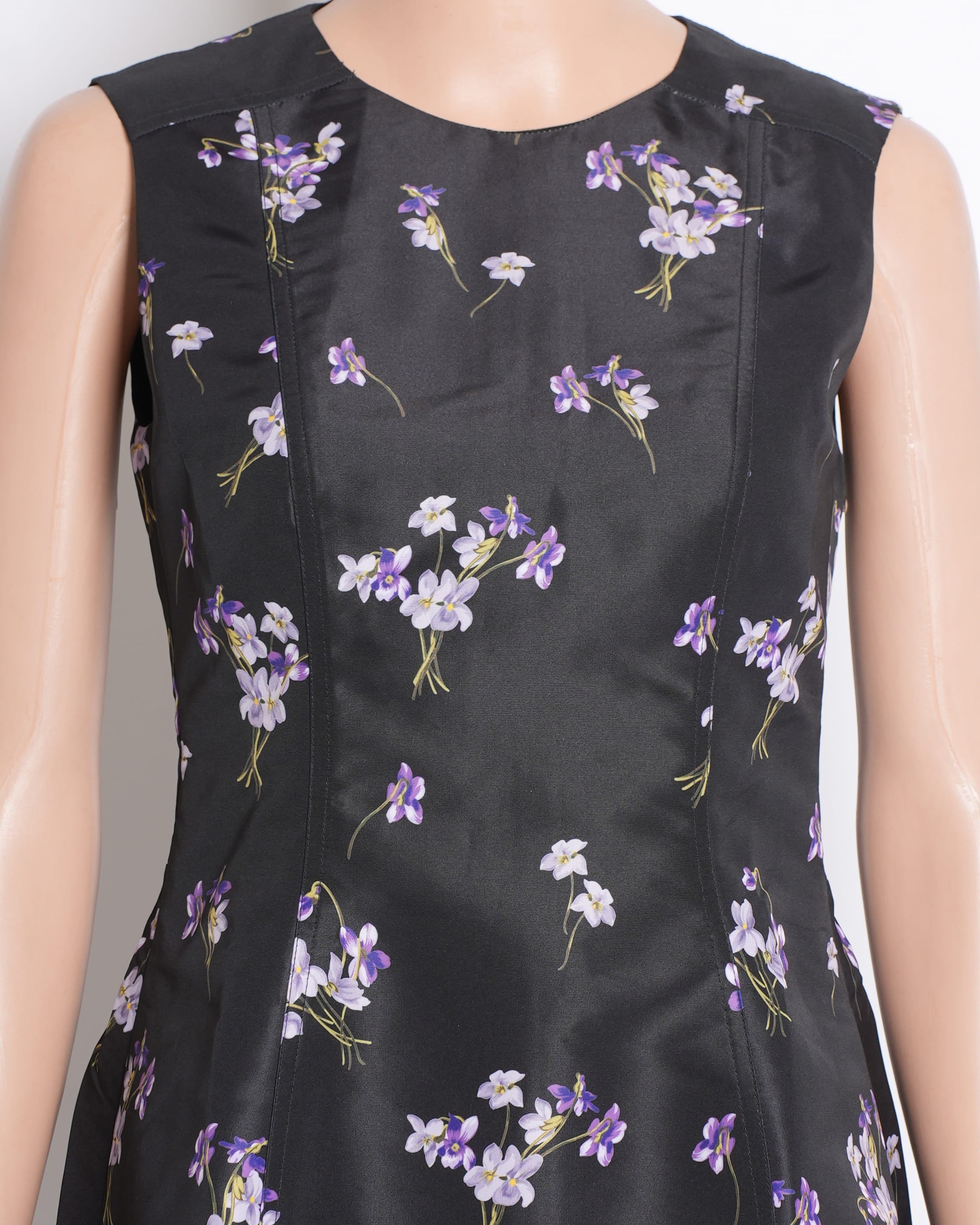 Red Valentino Flower Printed Sleeveless Dress in Black