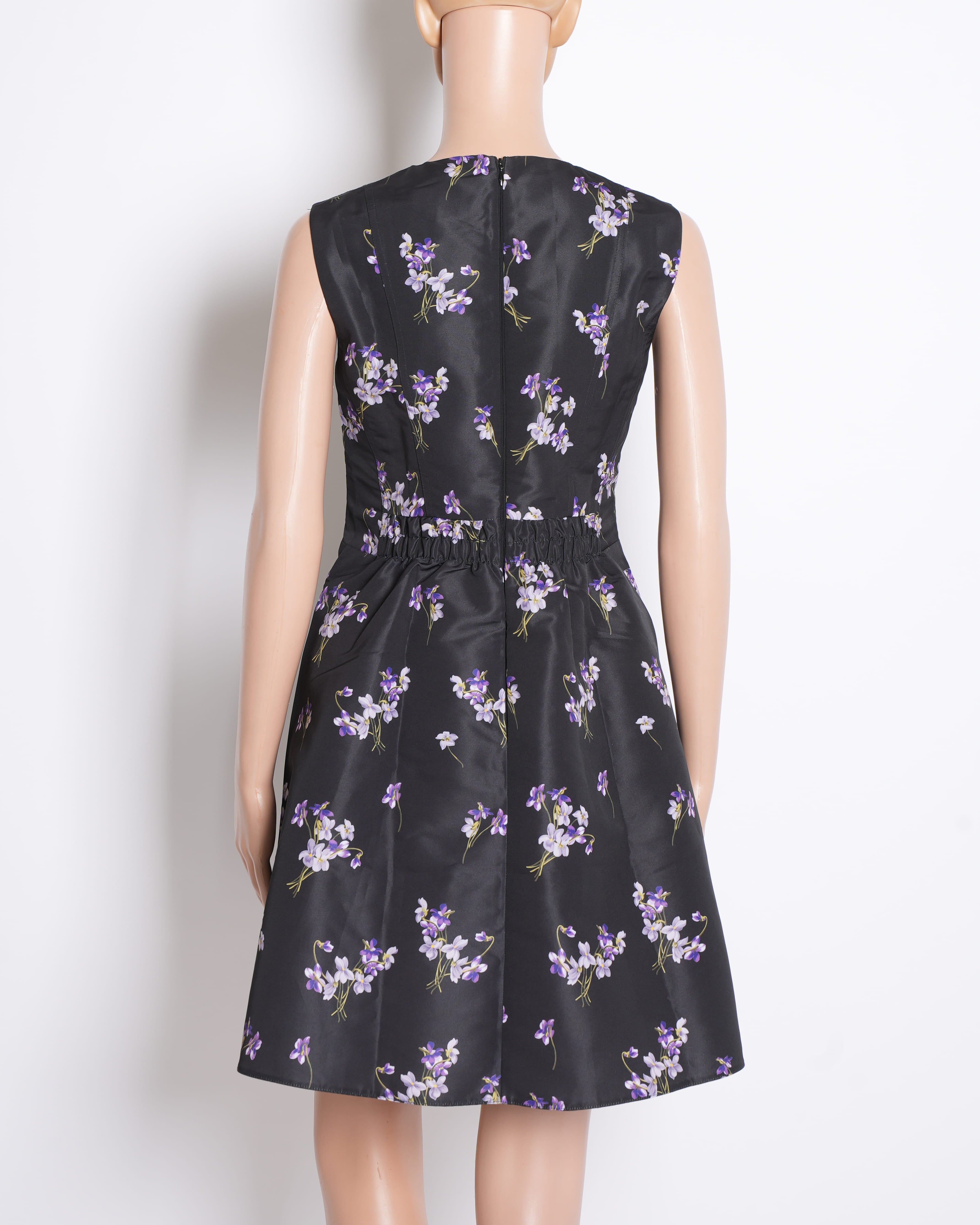 Red Valentino Flower Printed Sleeveless Dress in Black
