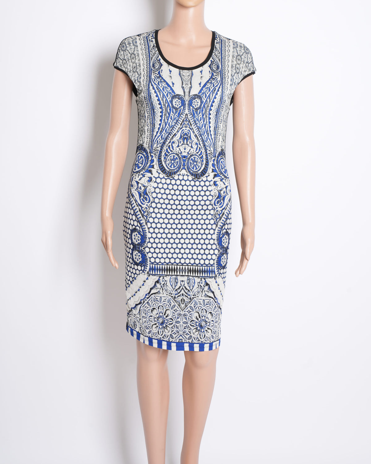 Roberto Cavalli Printed Blue & White Dress